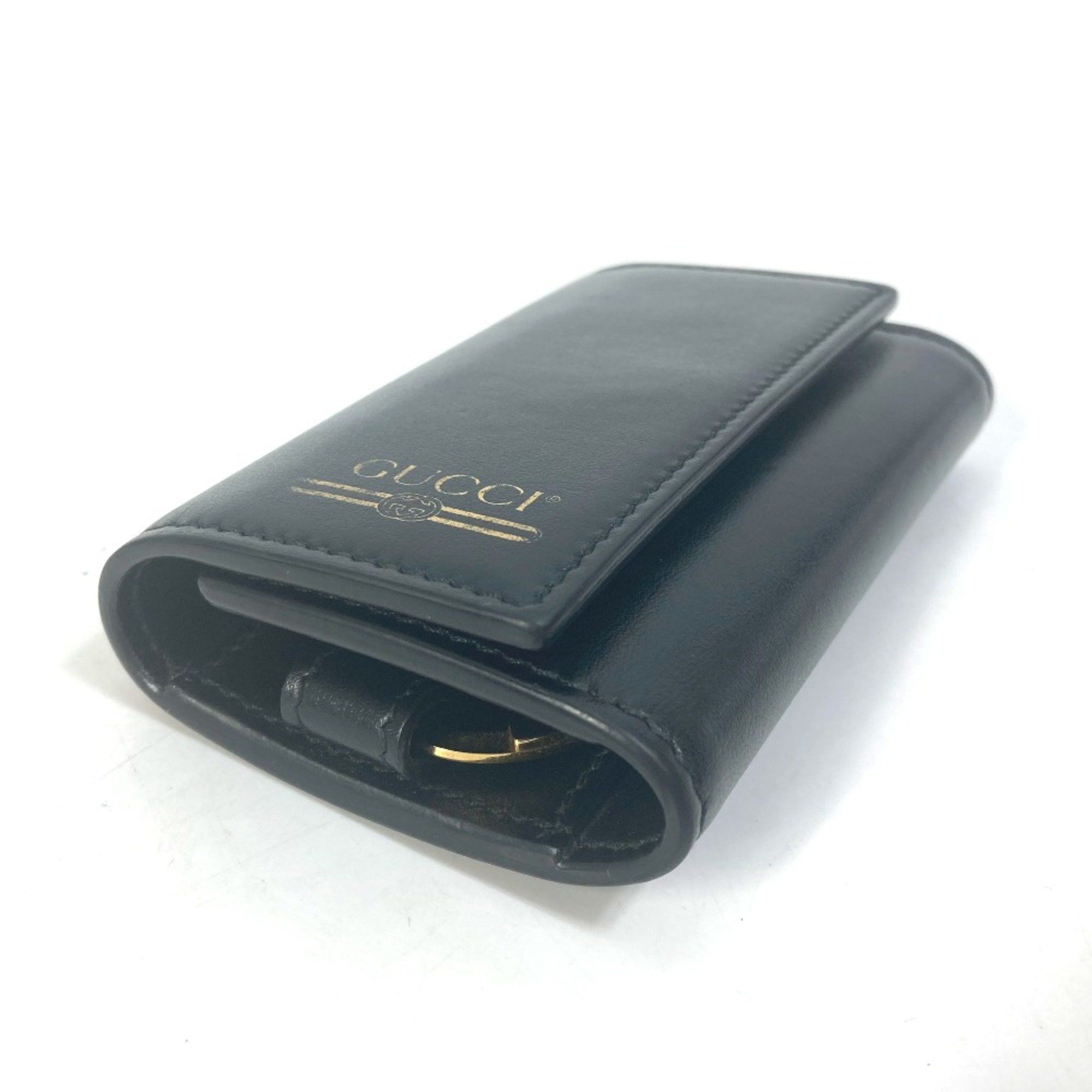 Gucci Gucci 547588 logo Key Case Black Gold Size ONE SIZE - 3 Thumbnail