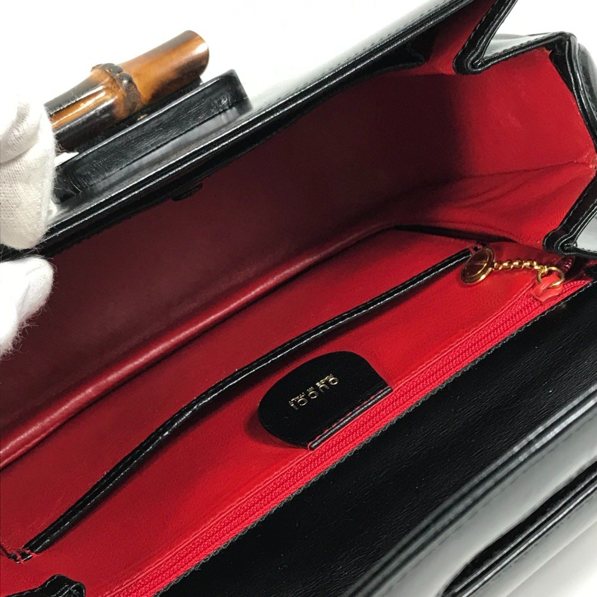 Gucci Gucci 000-1951 turn lock old gucci top handle bag Hand Bag Black Size ONE SIZE - 12 Thumbnail
