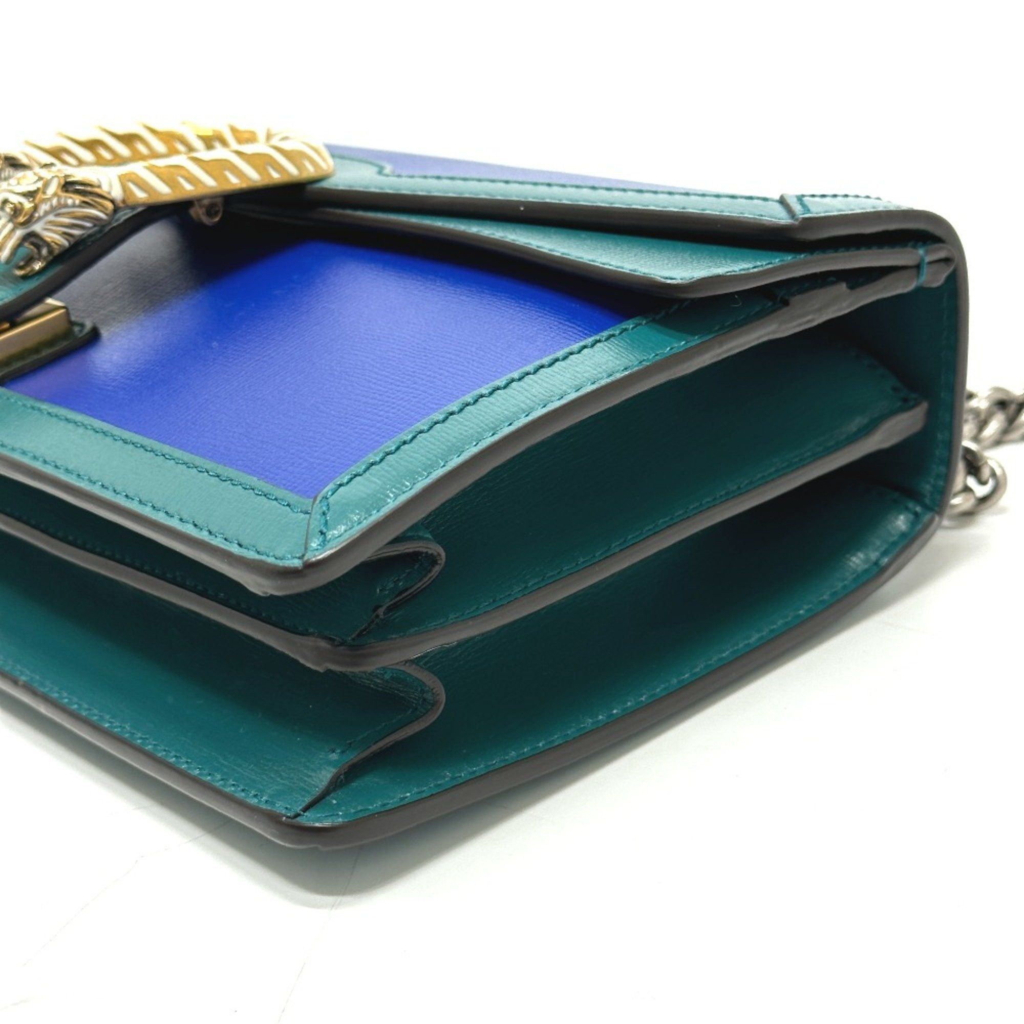 400249 Bicolor Chain shoulder Shoulder Bag blue Green Other