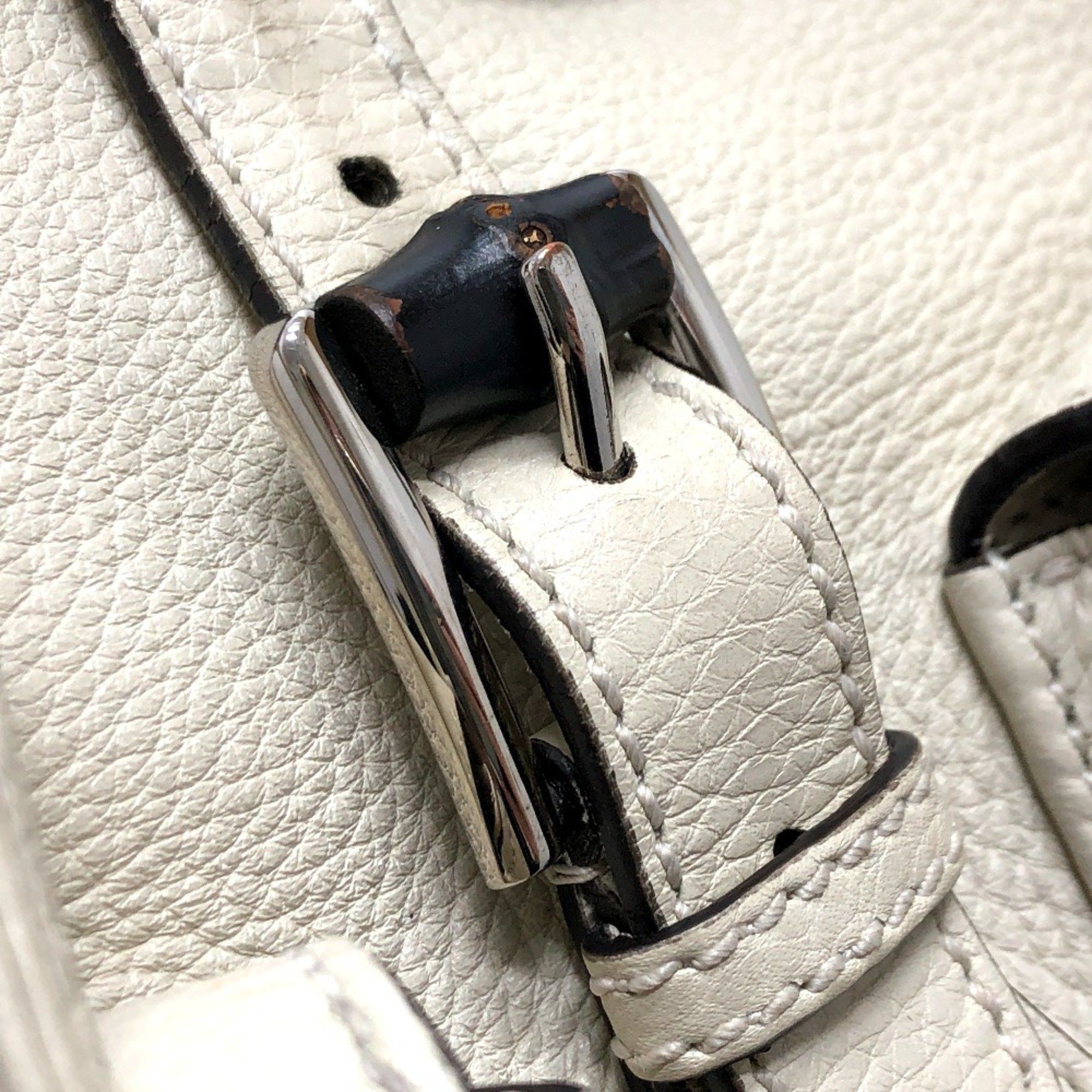Gucci Gucci 370833 Bamboo Backpack WhiteBased SilverHardware Size ONE SIZE - 9 Thumbnail