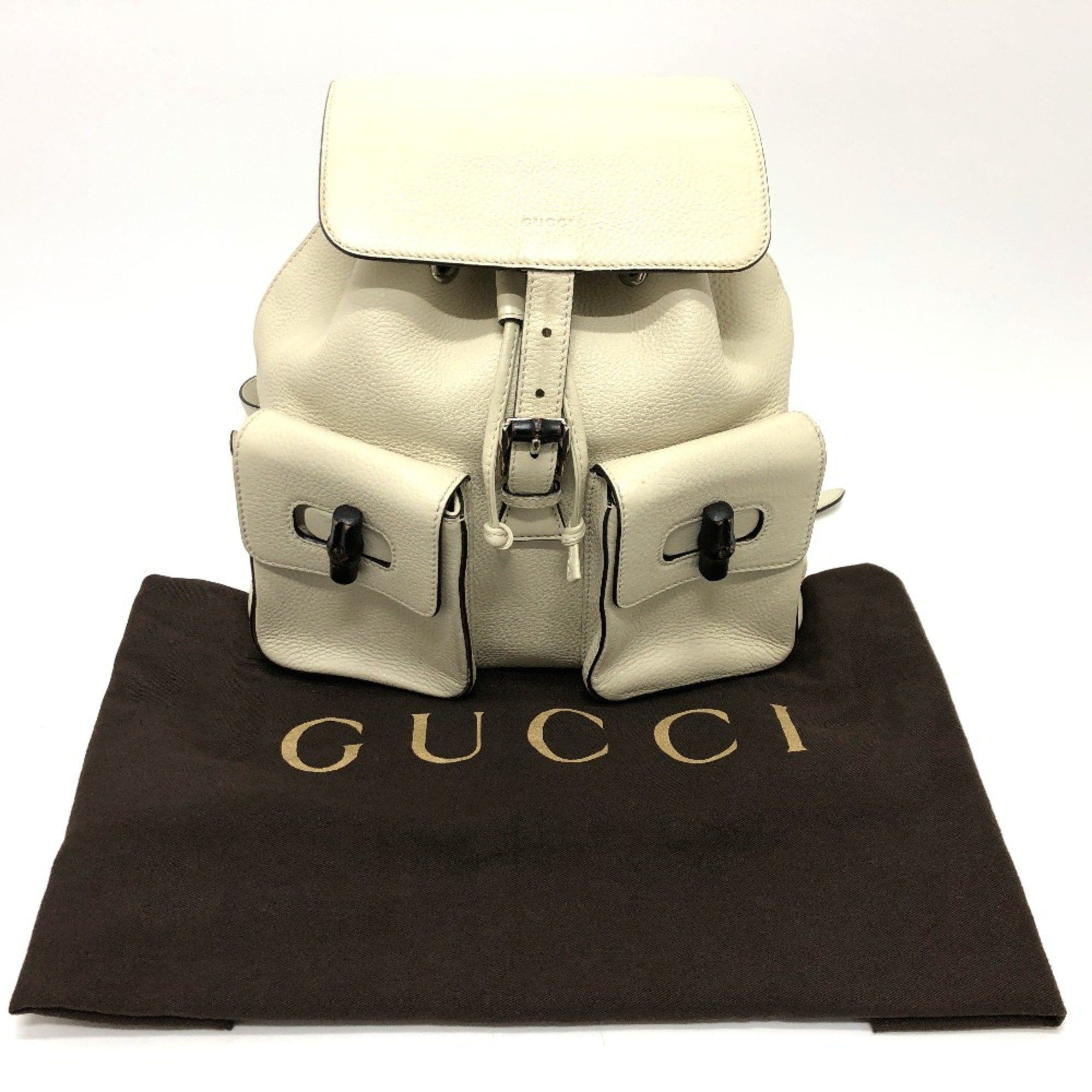 Gucci Gucci 370833 Bamboo Backpack WhiteBased SilverHardware Size ONE SIZE - 18 Thumbnail