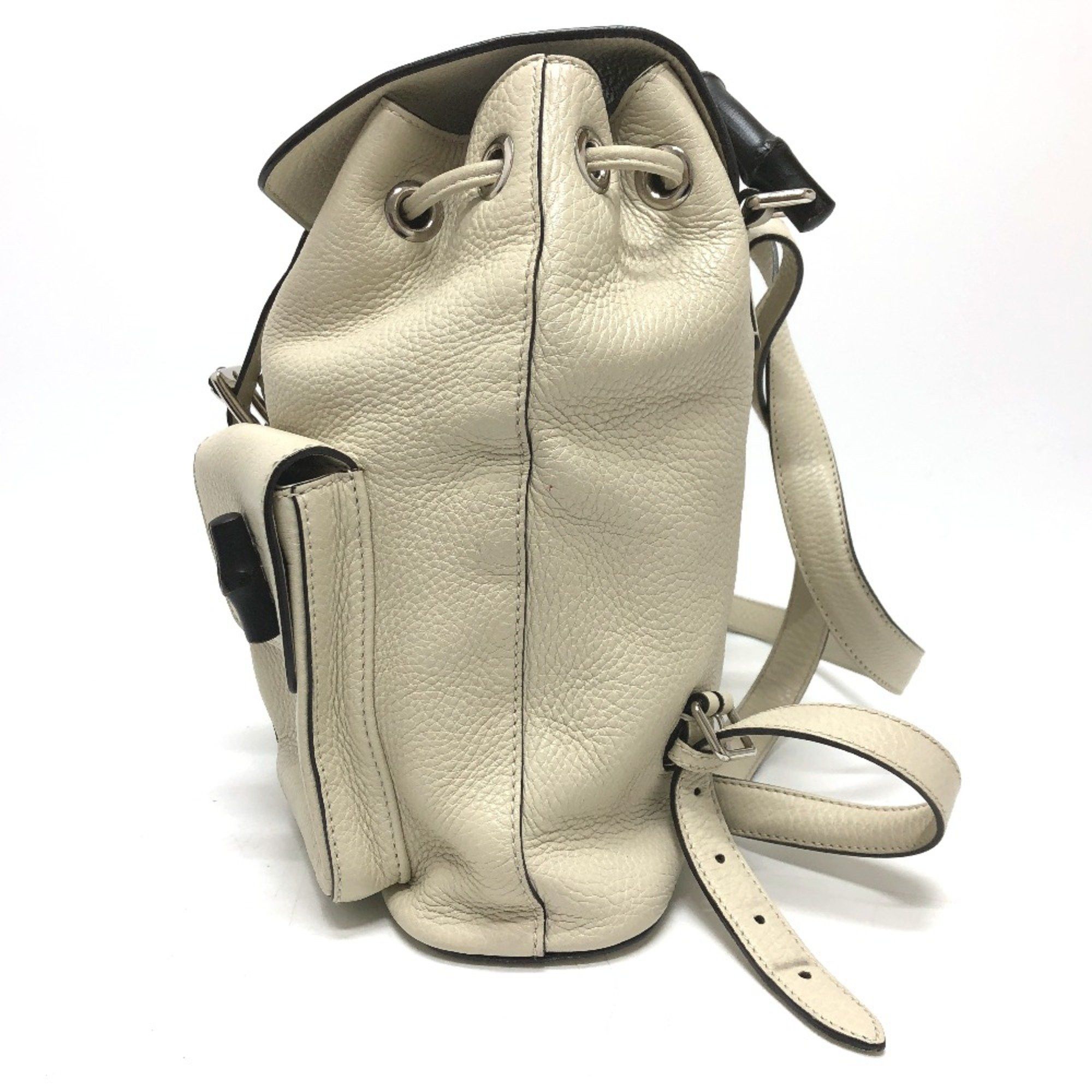 Gucci Gucci 370833 Bamboo Backpack WhiteBased SilverHardware Size ONE SIZE - 3 Thumbnail