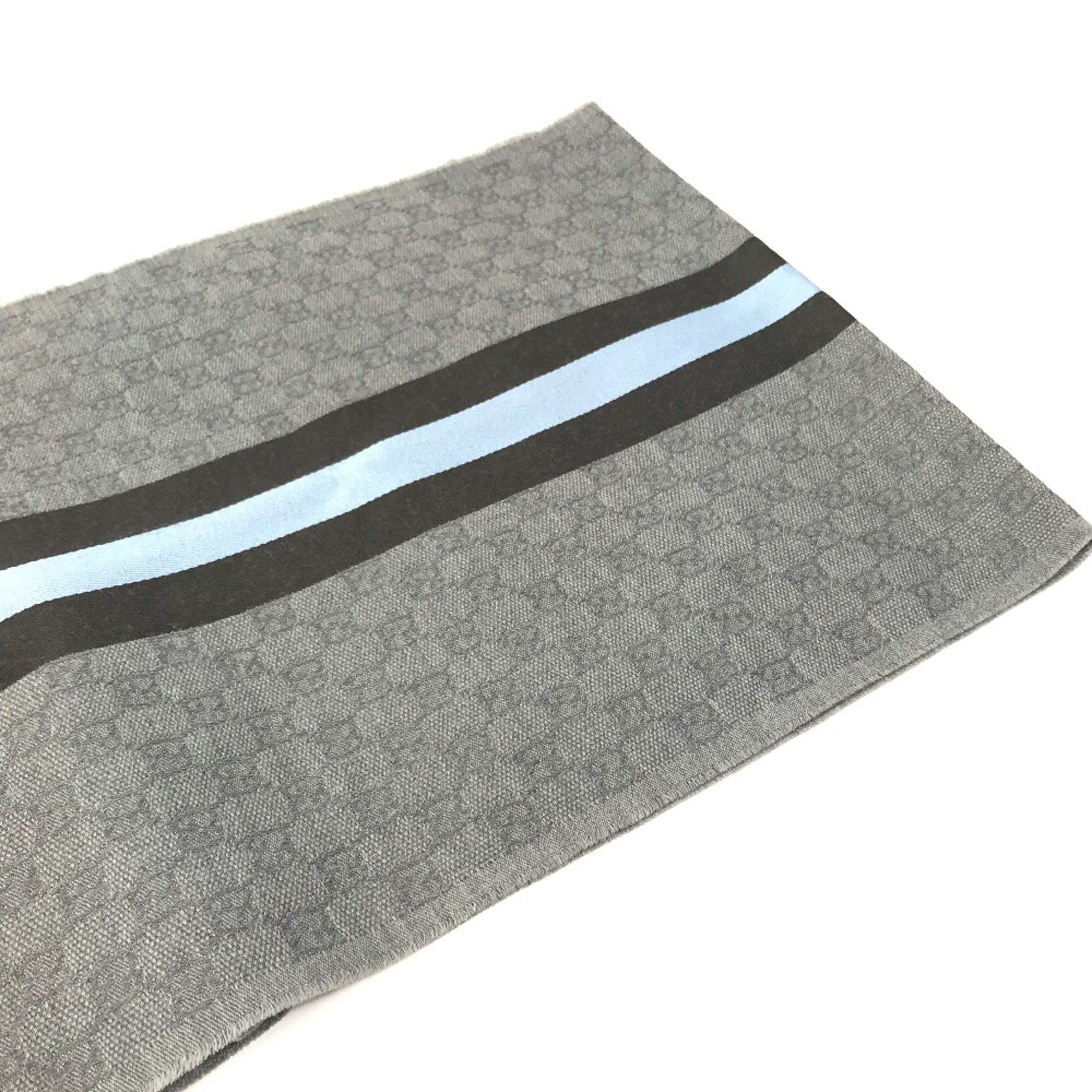 Gucci Gucci 542984 fringe Scarf Gray x blue x black Size ONE SIZE - 4 Thumbnail