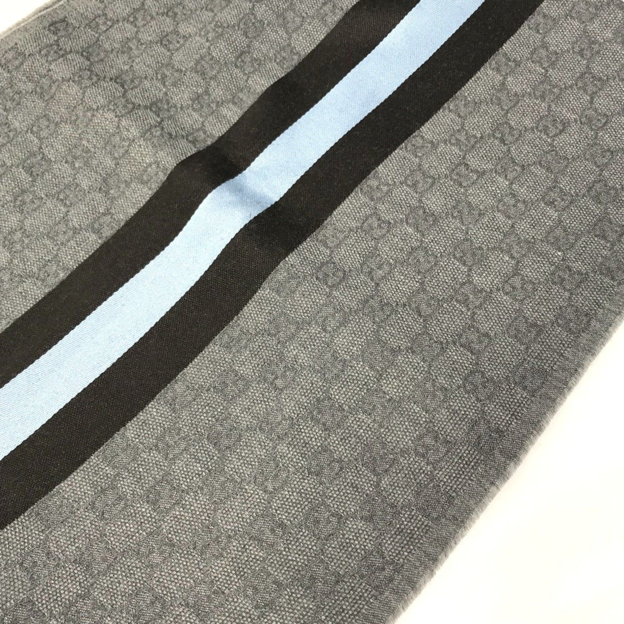 Gucci Gucci 542984 fringe Scarf Gray x blue x black Size ONE SIZE - 6 Thumbnail
