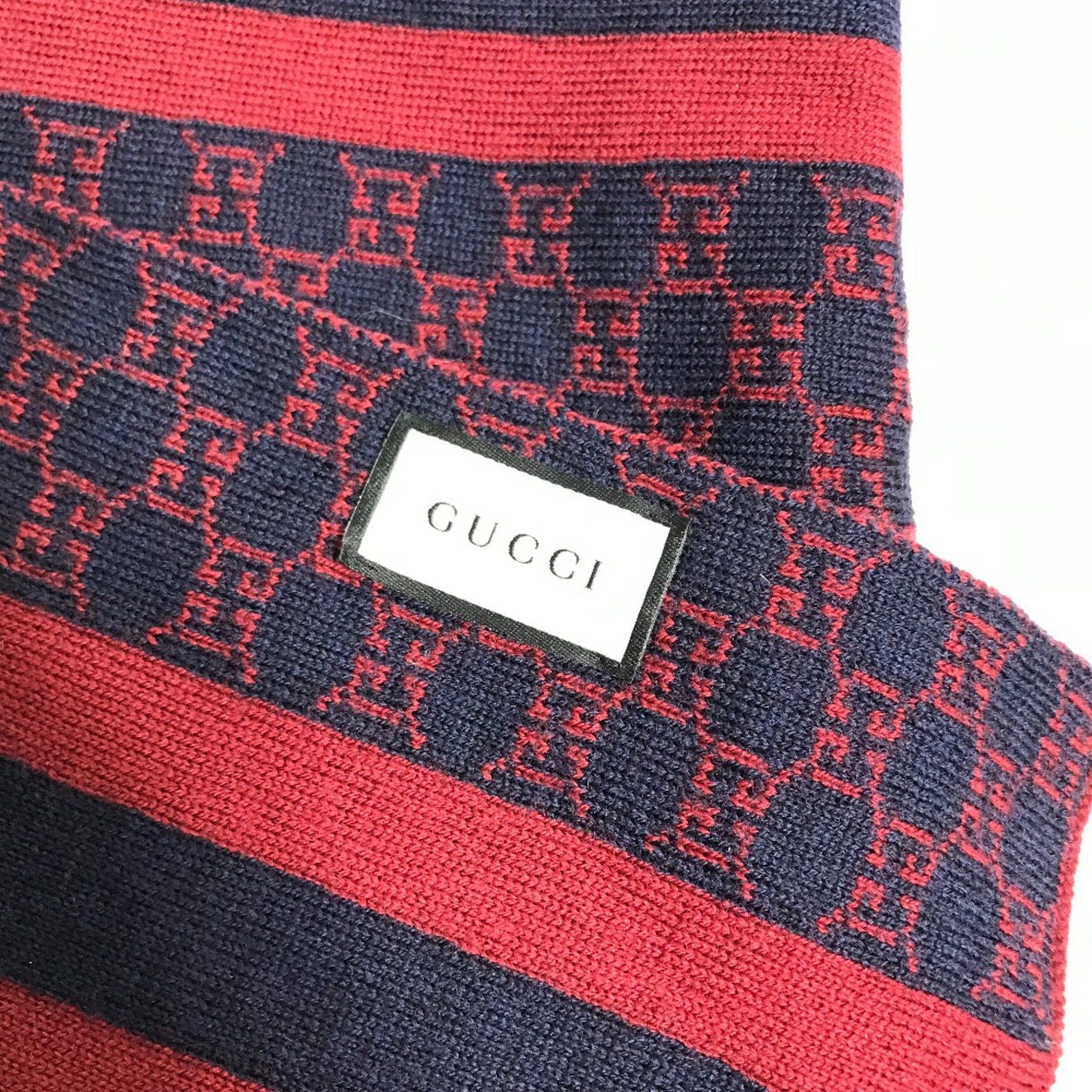 Gucci Gucci Bicolor Scarf Red Navy Size ONE SIZE - 4 Thumbnail