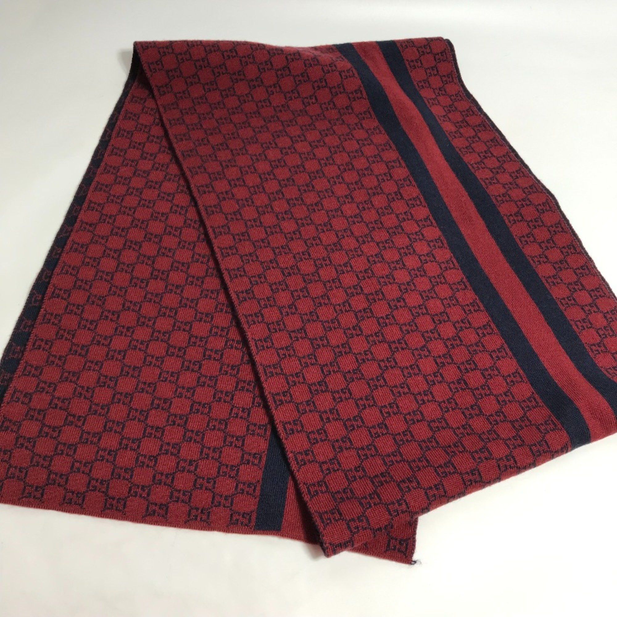 Gucci Gucci Bicolor Scarf Red Navy Size ONE SIZE - 7 Thumbnail
