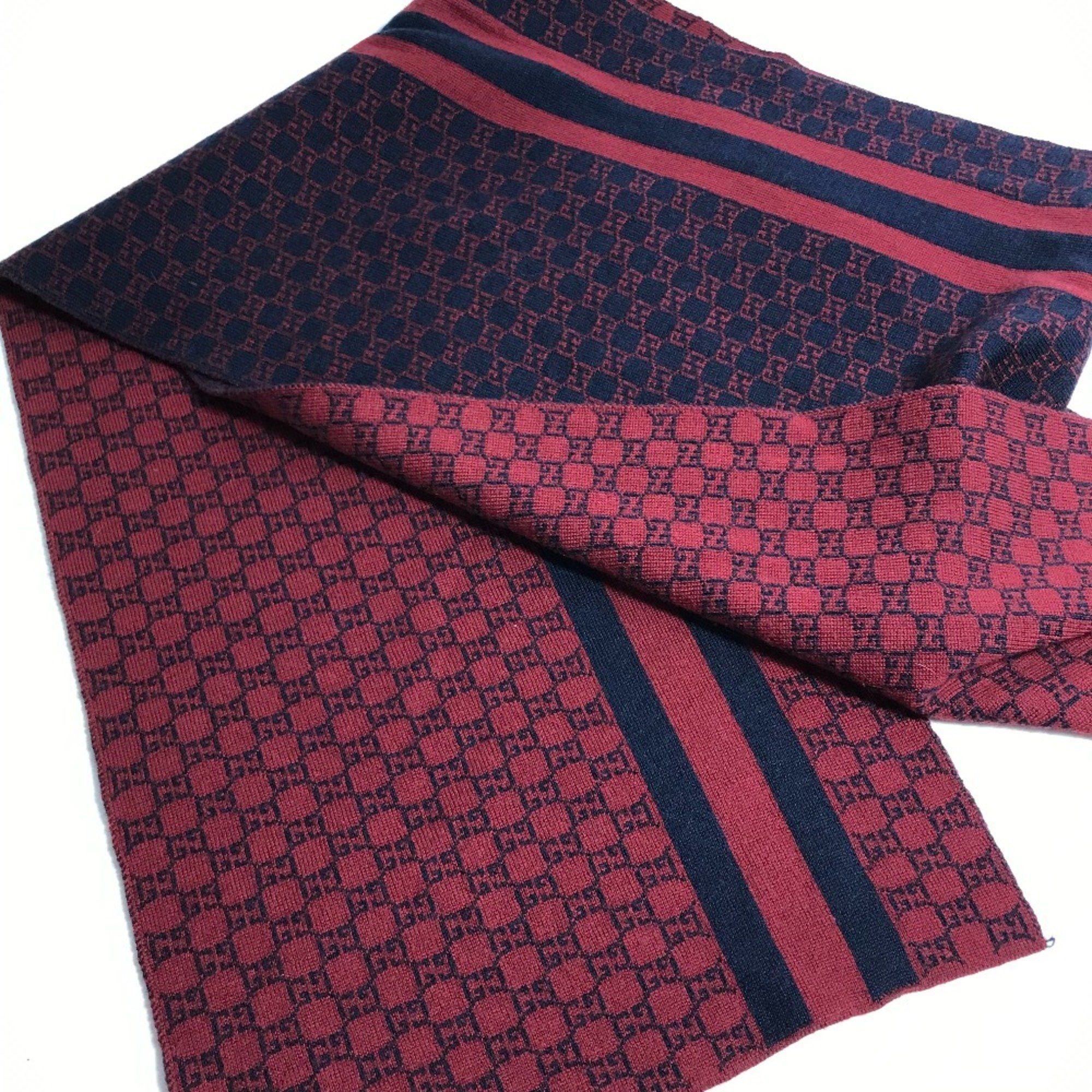 Gucci Gucci Bicolor Scarf Red Navy Size ONE SIZE - 6 Thumbnail