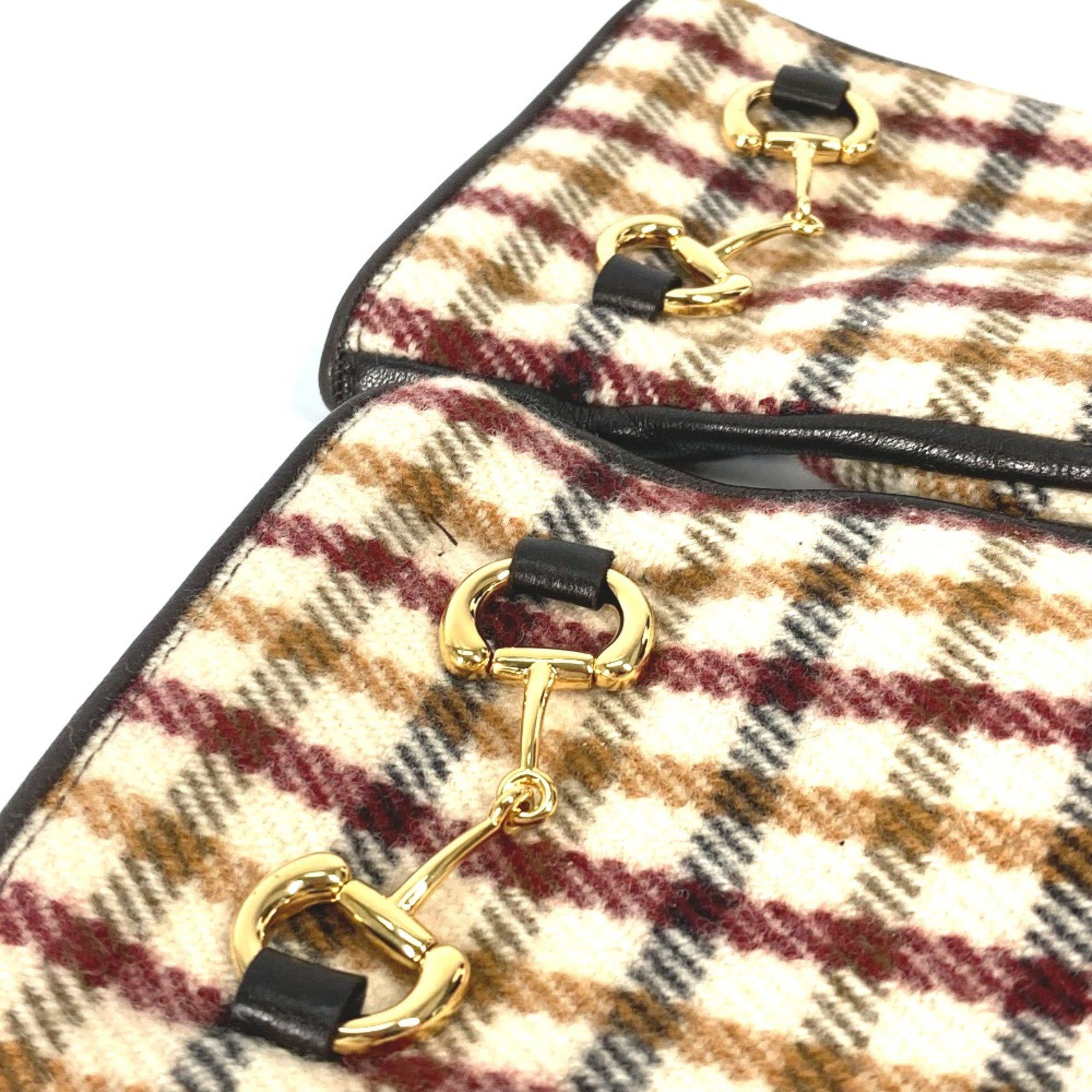 Gucci Gucci 603635 check gloves Glove Brown Beige Size ONE SIZE - 3 Thumbnail