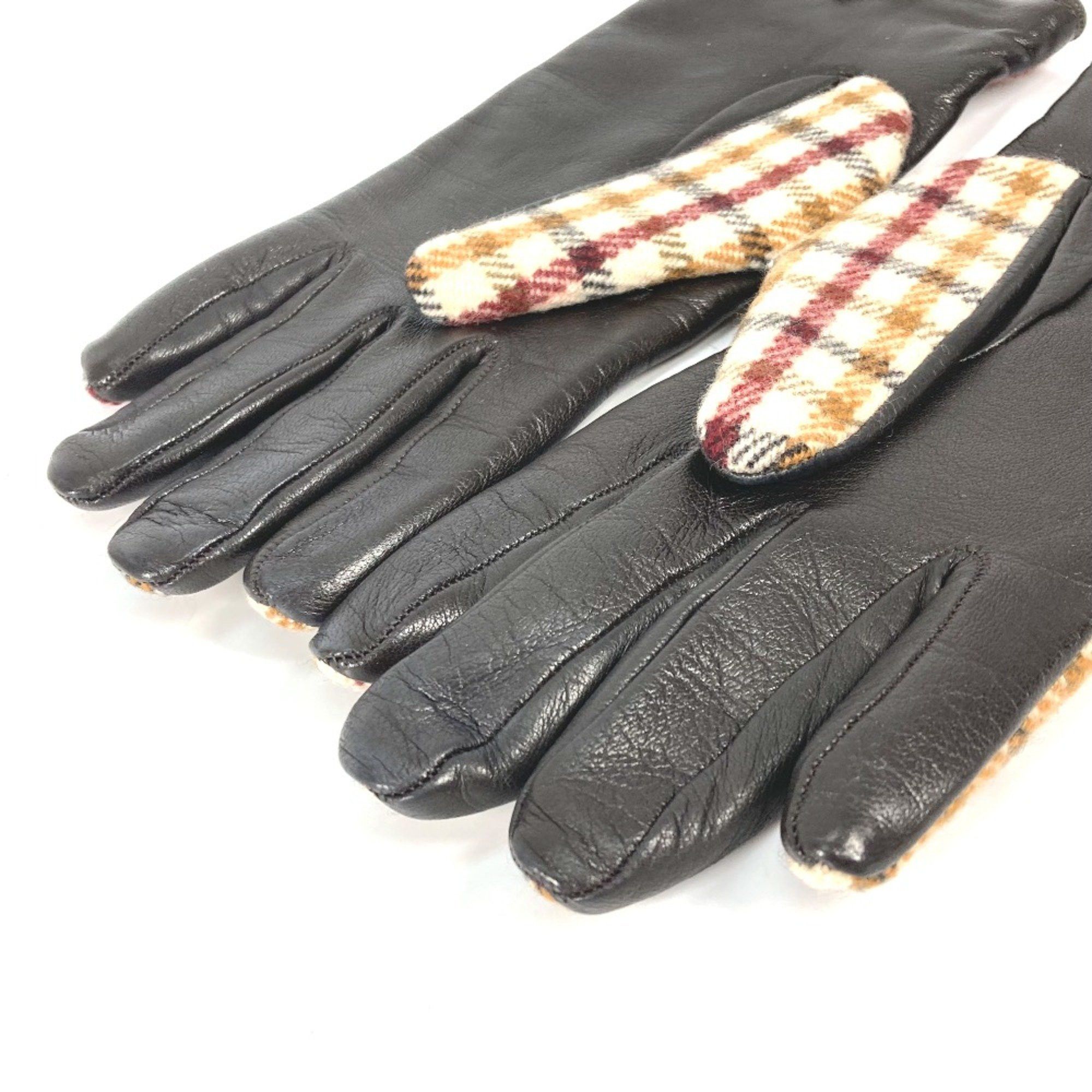 Gucci Gucci 603635 check gloves Glove Brown Beige Size ONE SIZE - 7 Thumbnail