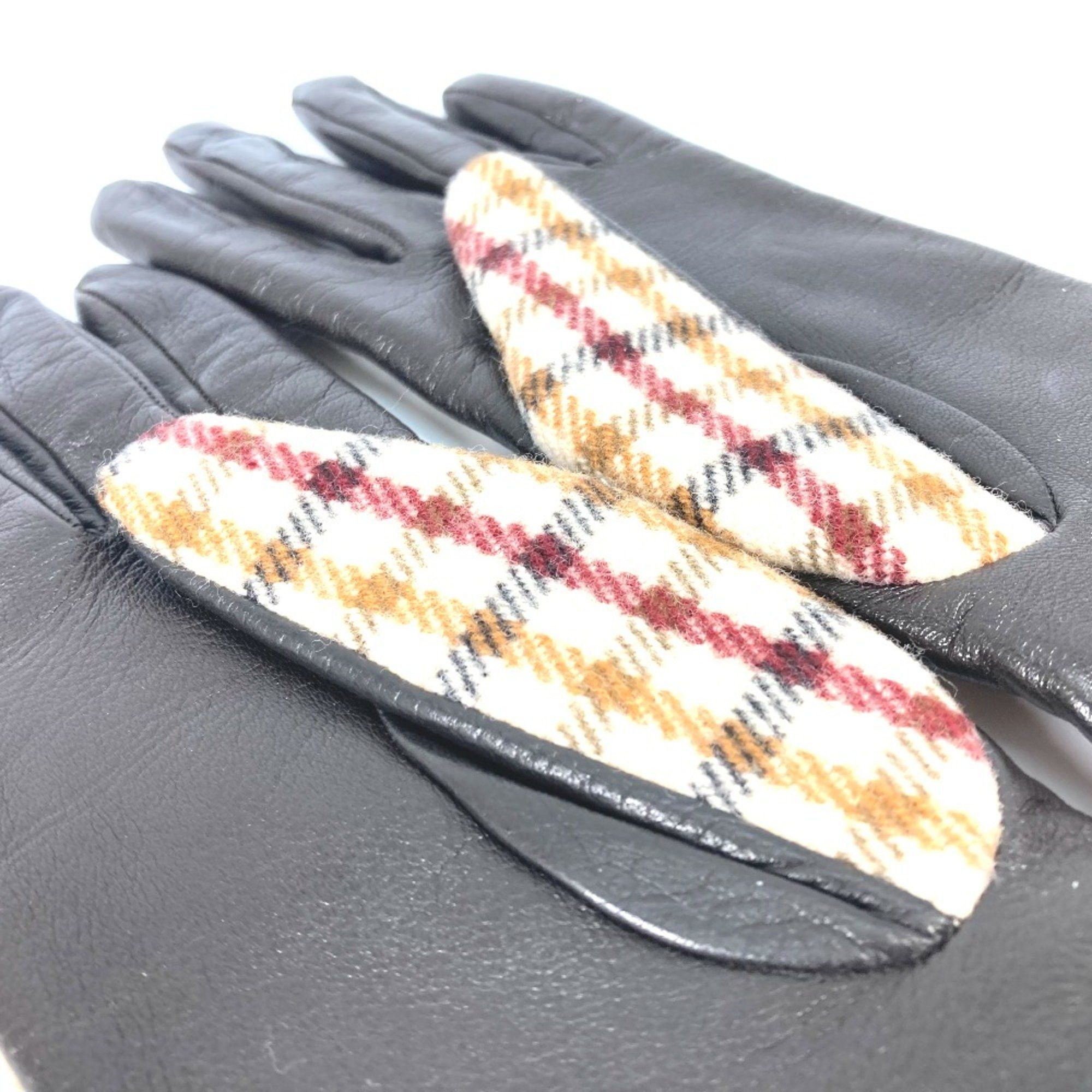 Gucci Gucci 603635 check gloves Glove Brown Beige Size ONE SIZE - 5 Thumbnail