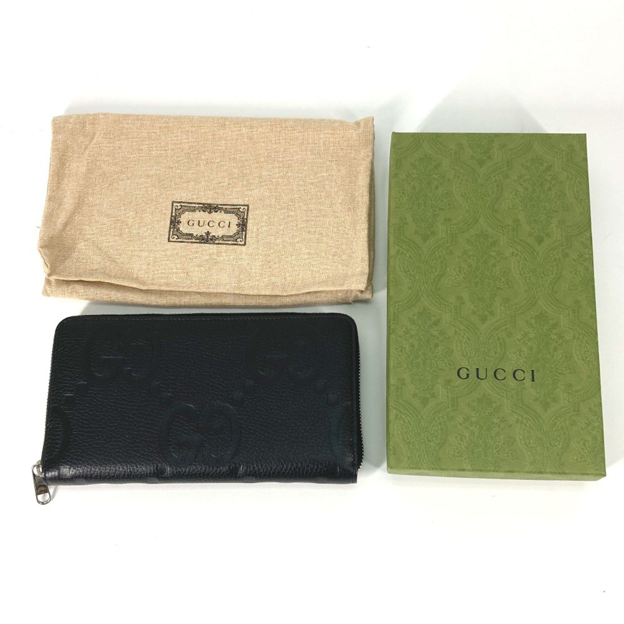 Gucci Gucci 739482 Jumbo GG Zip Around Long Wallet Black Size ONE SIZE - 14 Thumbnail