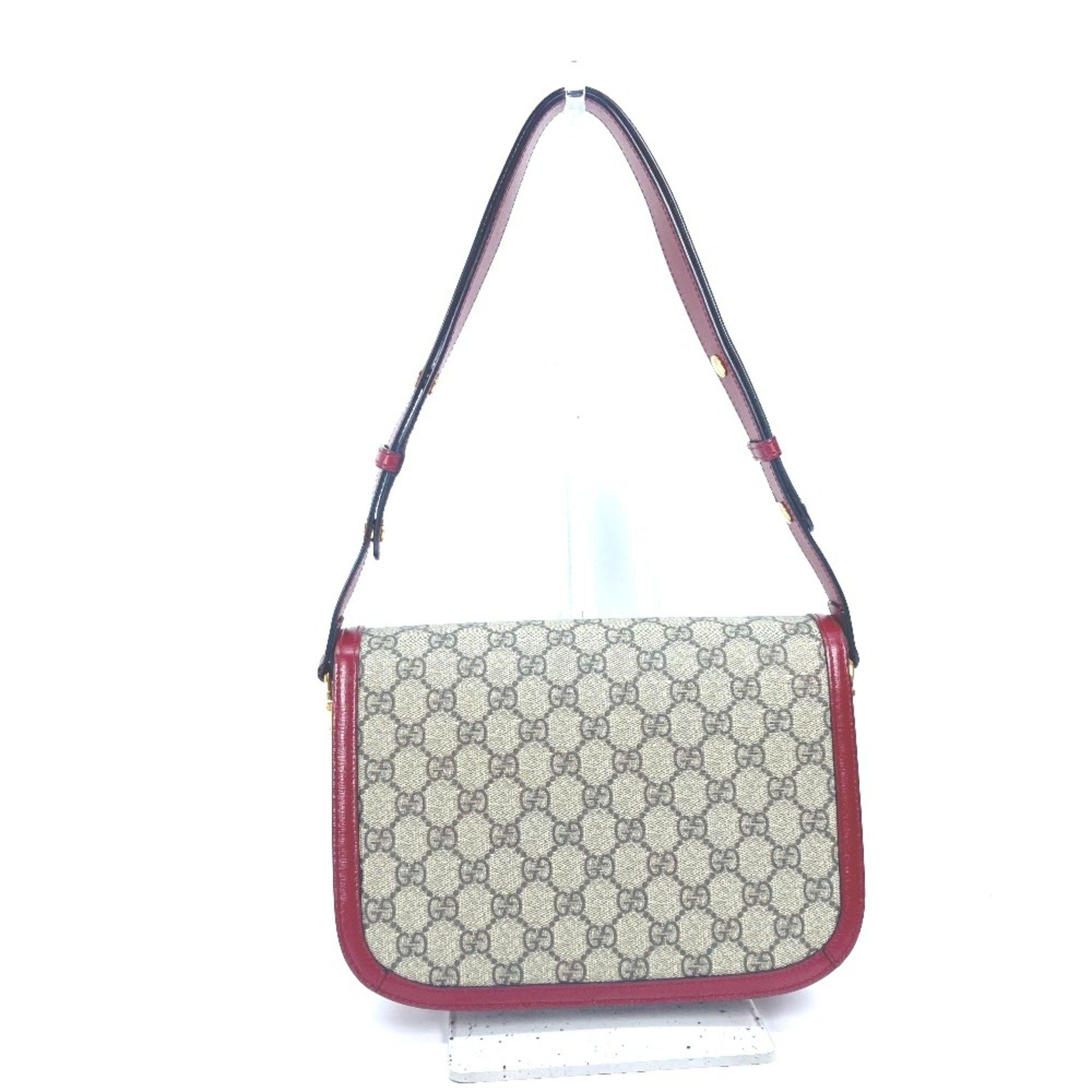 Gucci Gucci 602204 GG Supreme bag shawl Shoulder Bag Beige Red Size ONE SIZE - 2 Thumbnail