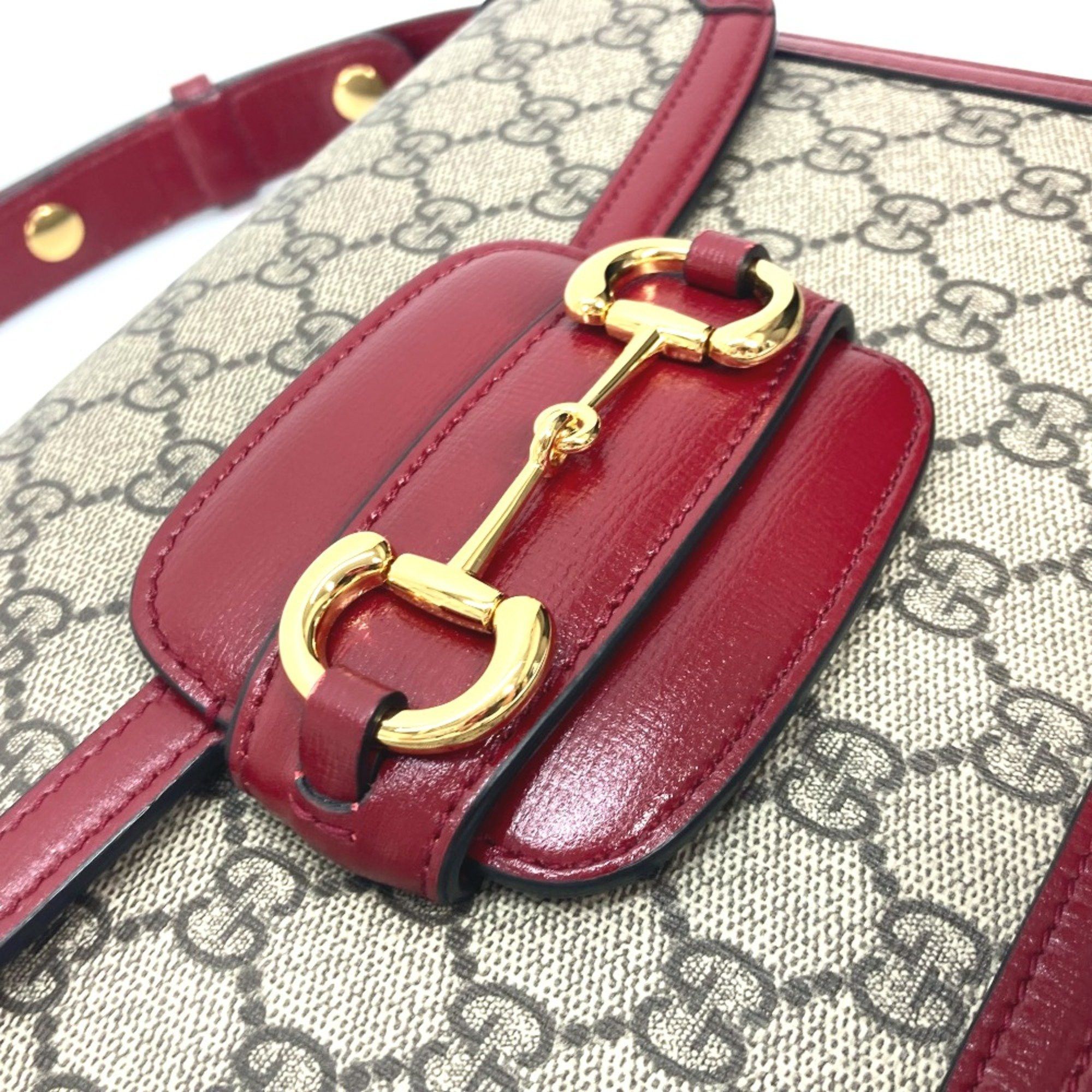 Gucci Gucci 602204 GG Supreme bag shawl Shoulder Bag Beige Red Size ONE SIZE - 4 Thumbnail