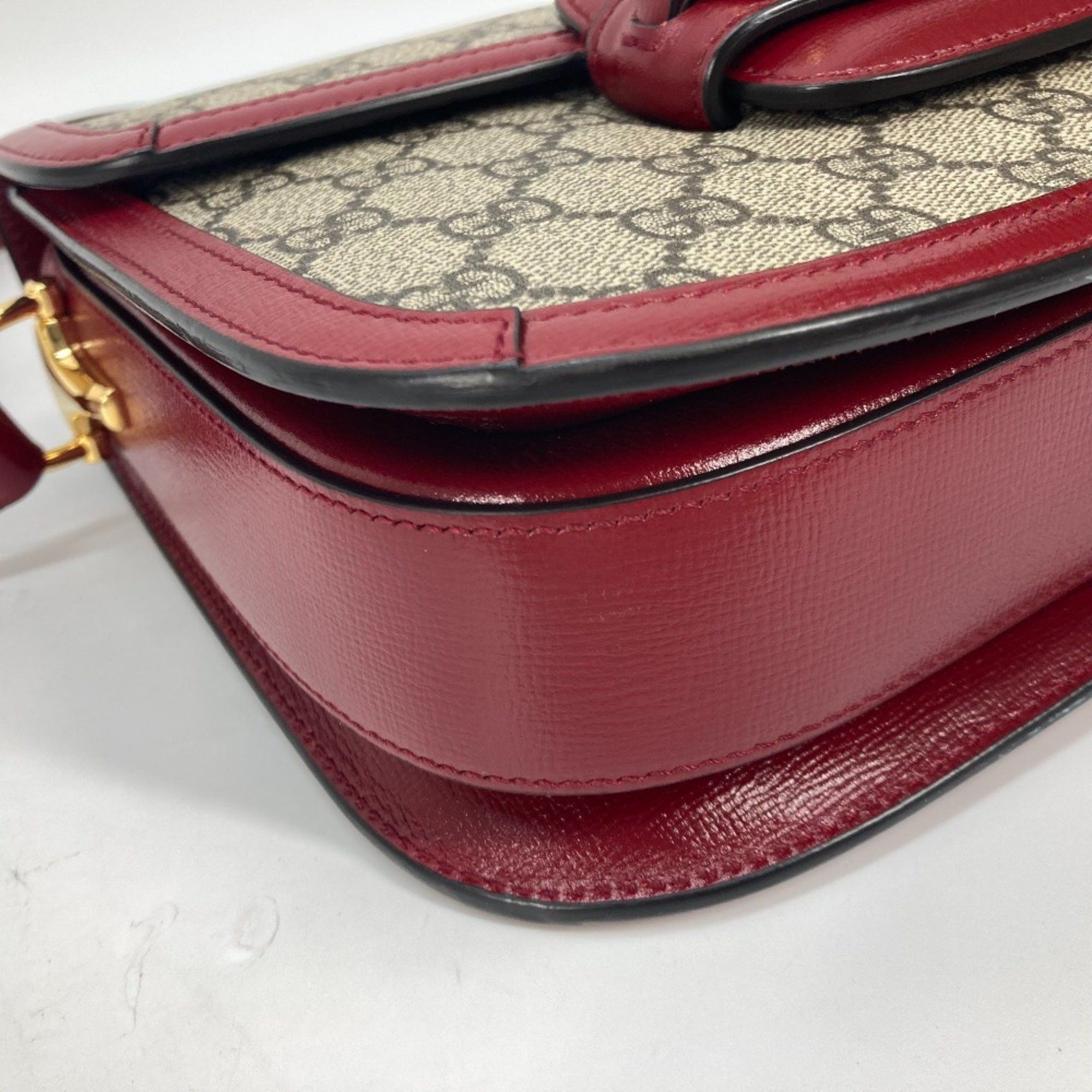 Gucci Gucci 602204 GG Supreme bag shawl Shoulder Bag Beige Red Size ONE SIZE - 7 Thumbnail
