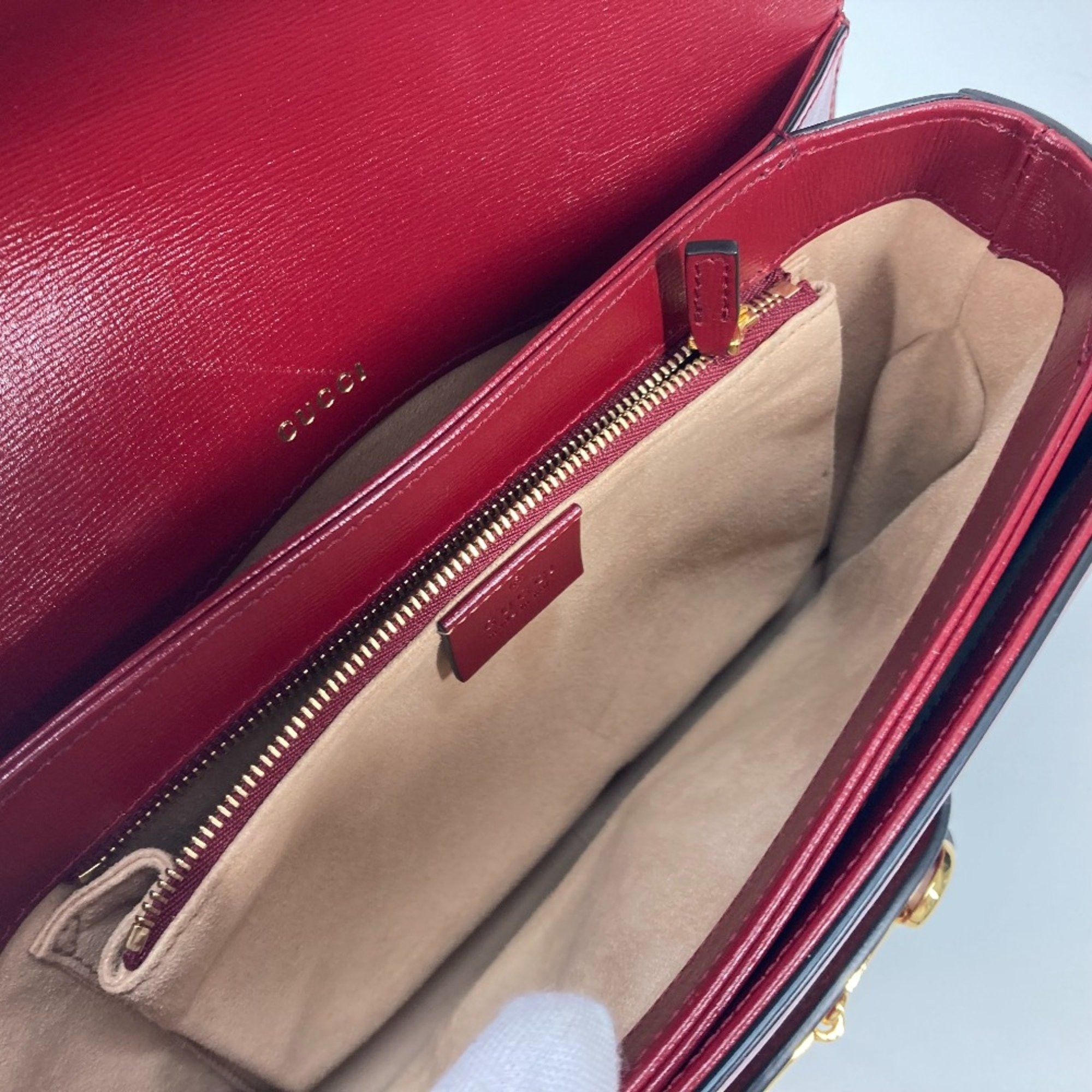 Gucci Gucci 602204 GG Supreme bag shawl Shoulder Bag Beige Red Size ONE SIZE - 11 Thumbnail