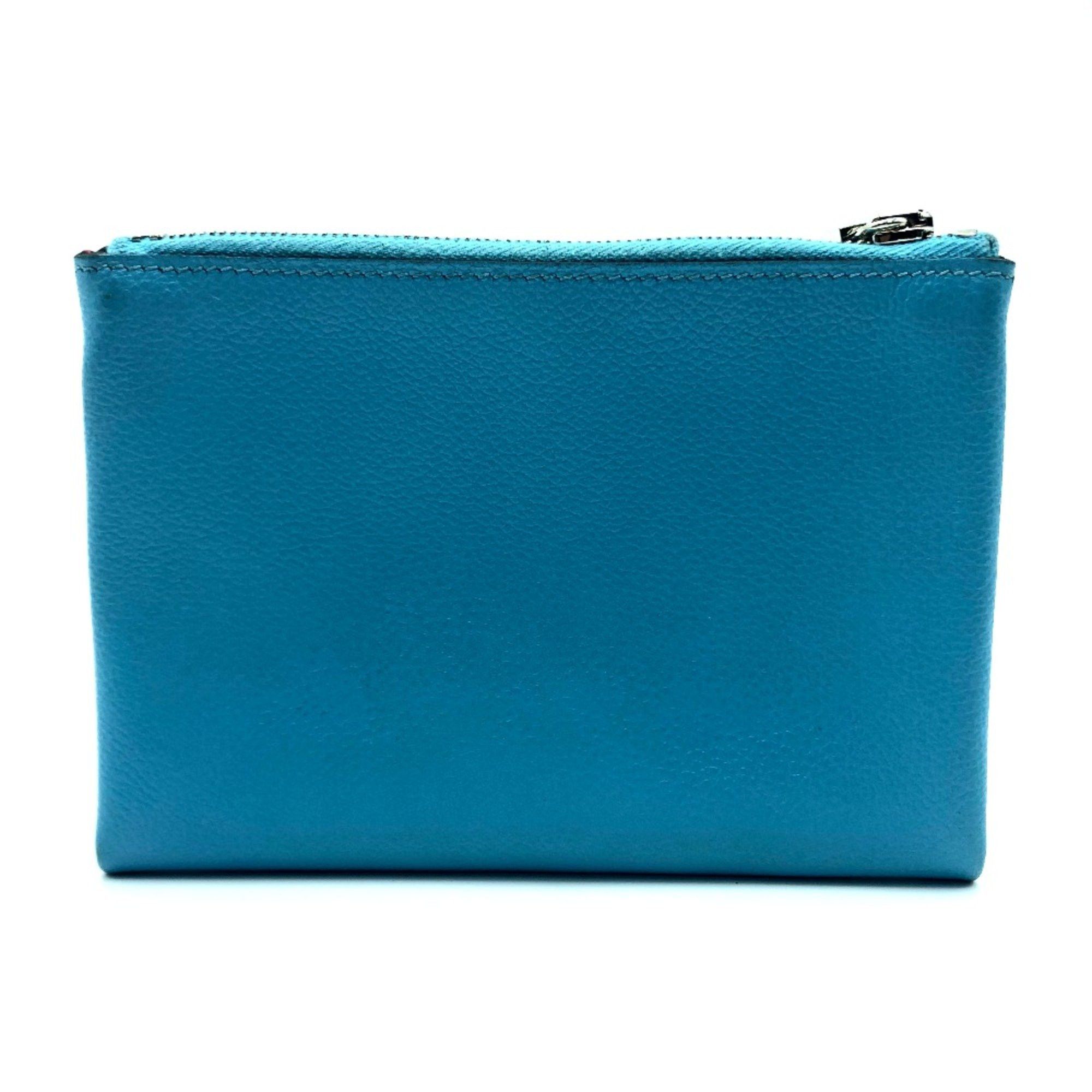 Hermes Hermes flat Cosmetics Pouch Pouch Brunol (estimated) blue Size ONE SIZE - 2 Thumbnail