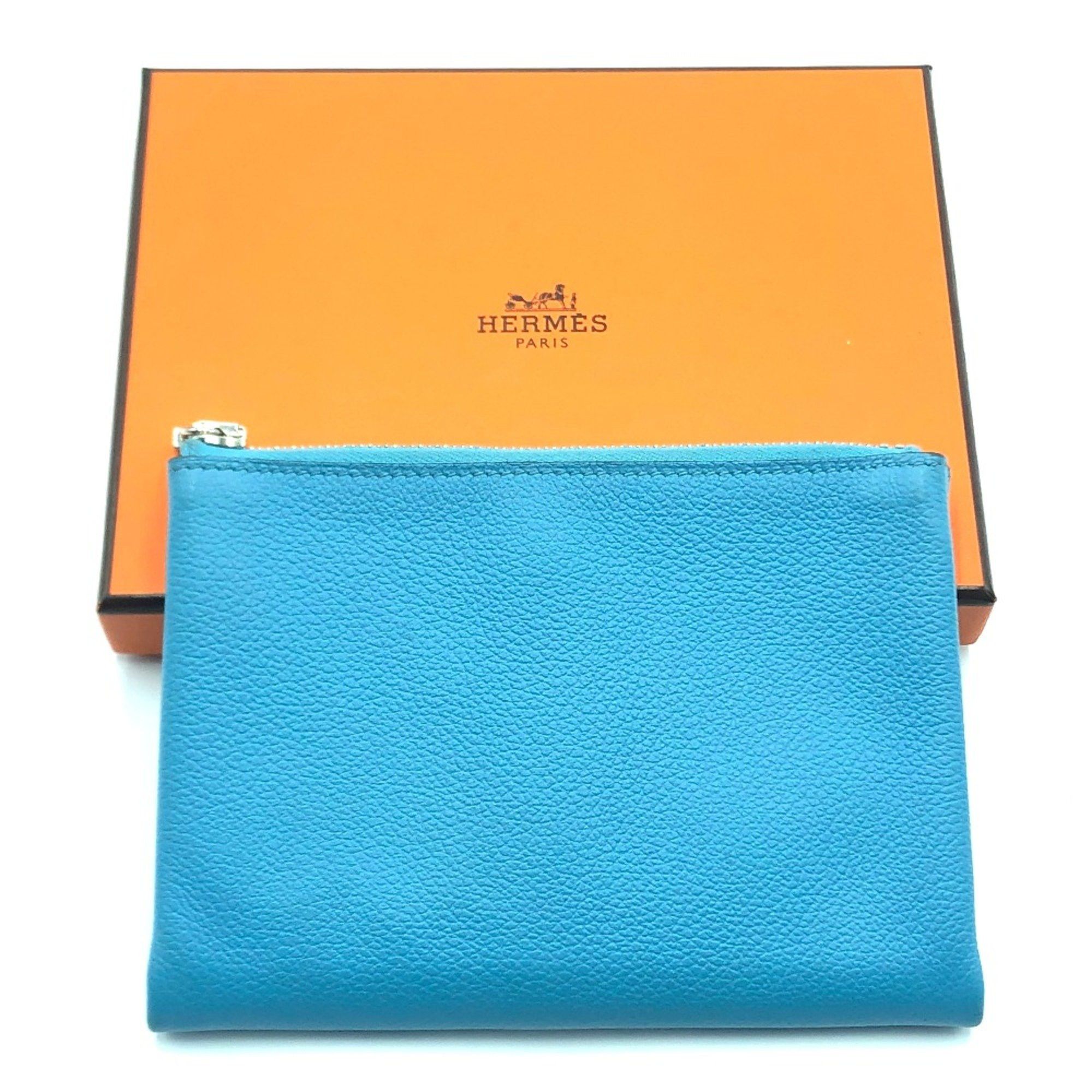 Hermes Hermes flat Cosmetics Pouch Pouch Brunol (estimated) blue Size ONE SIZE - 14 Thumbnail