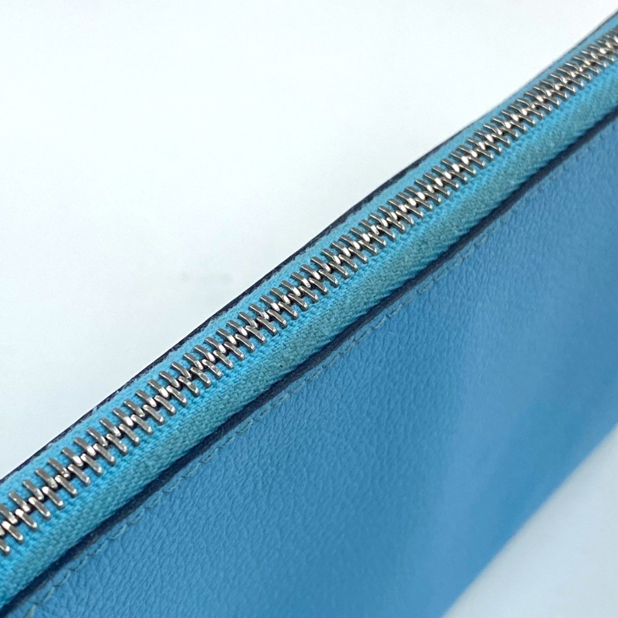 Hermes Hermes flat Cosmetics Pouch Pouch Brunol (estimated) blue Size ONE SIZE - 6 Thumbnail