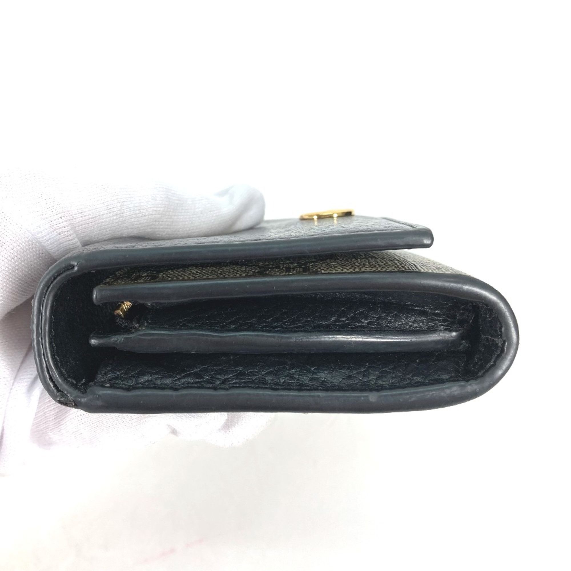 Gucci Gucci 598587 GG Supreme Compact wallet Folded wallet Beige Black Size ONE SIZE - 5 Thumbnail