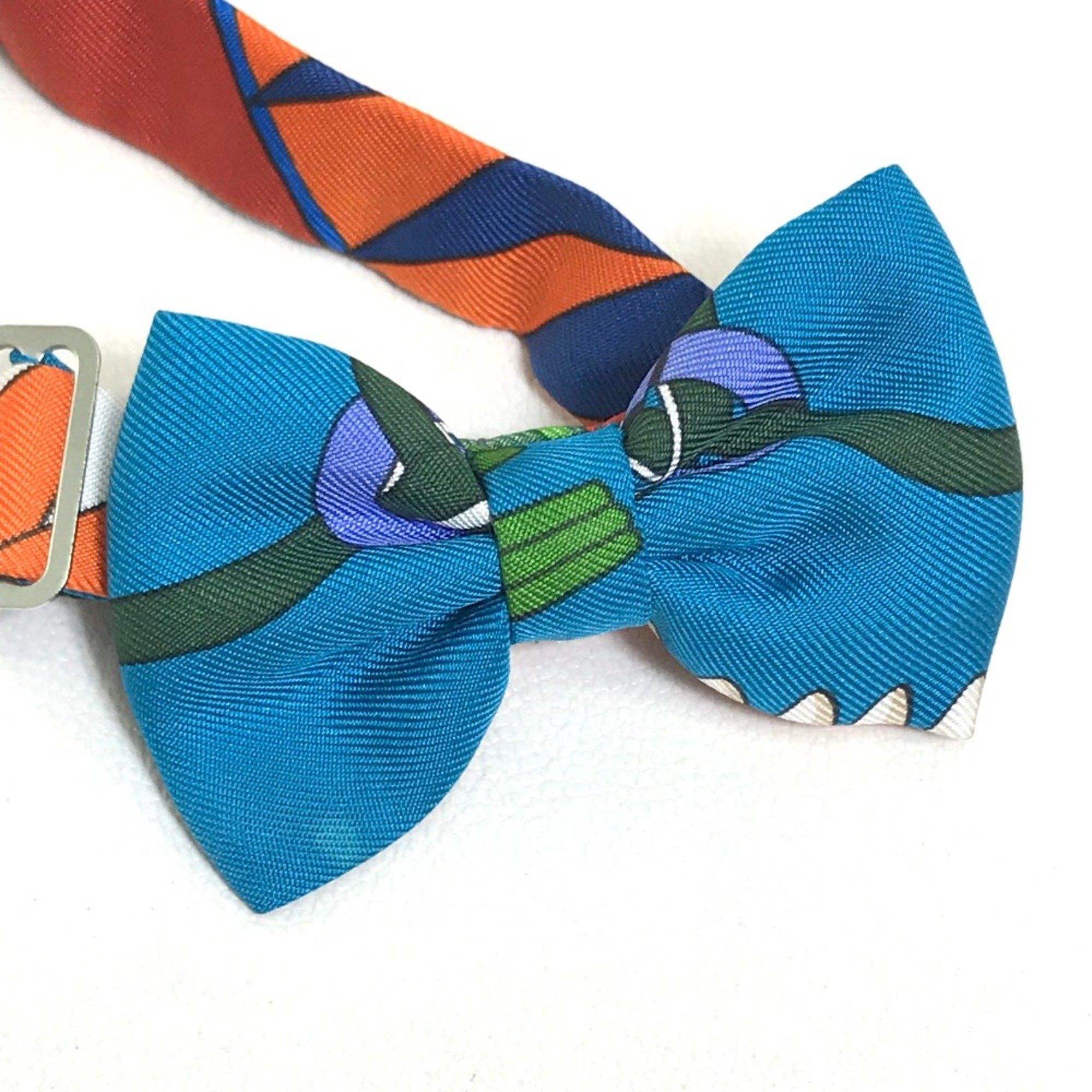 Hermes Hermes Bowtie ribbon Necktie Blue x Multicolore Size ONE SIZE - 3 Thumbnail