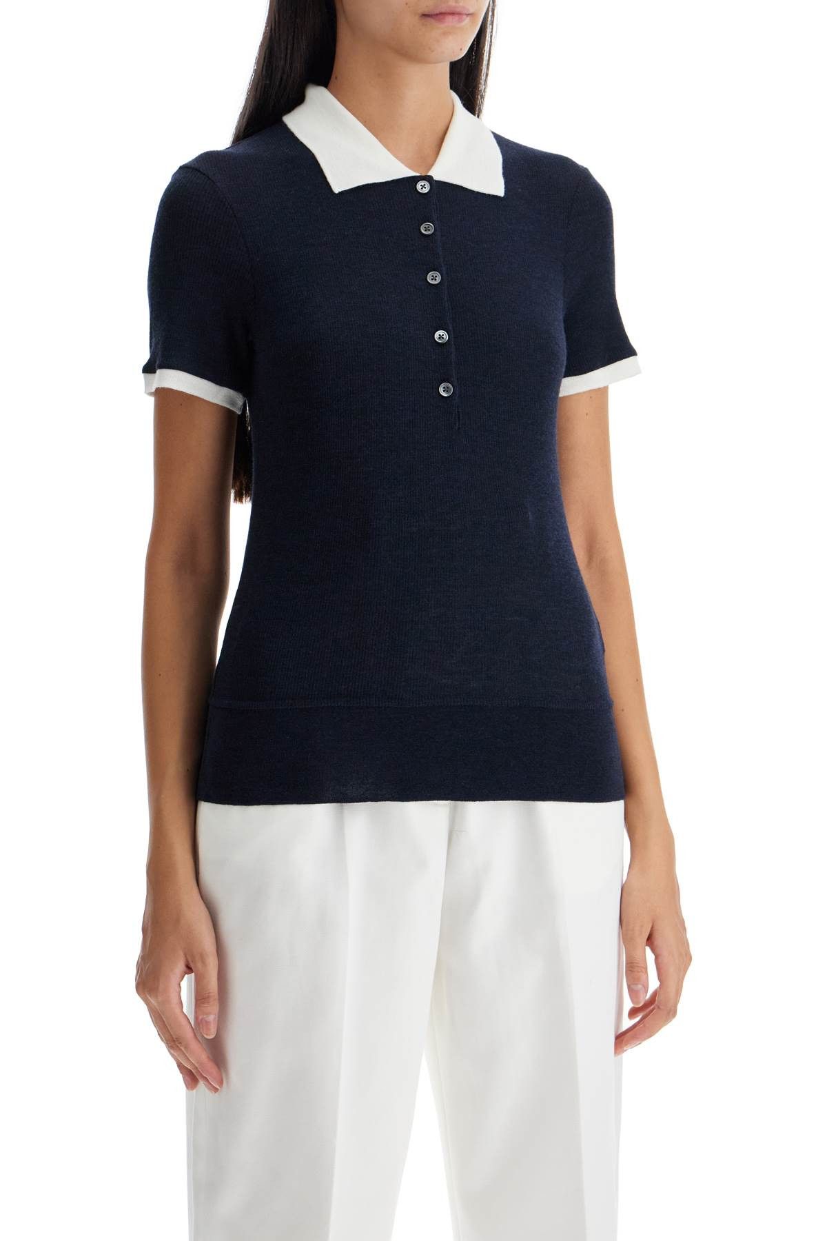 THOM BROWNE Short-Sleeved Wool Polo Shirt