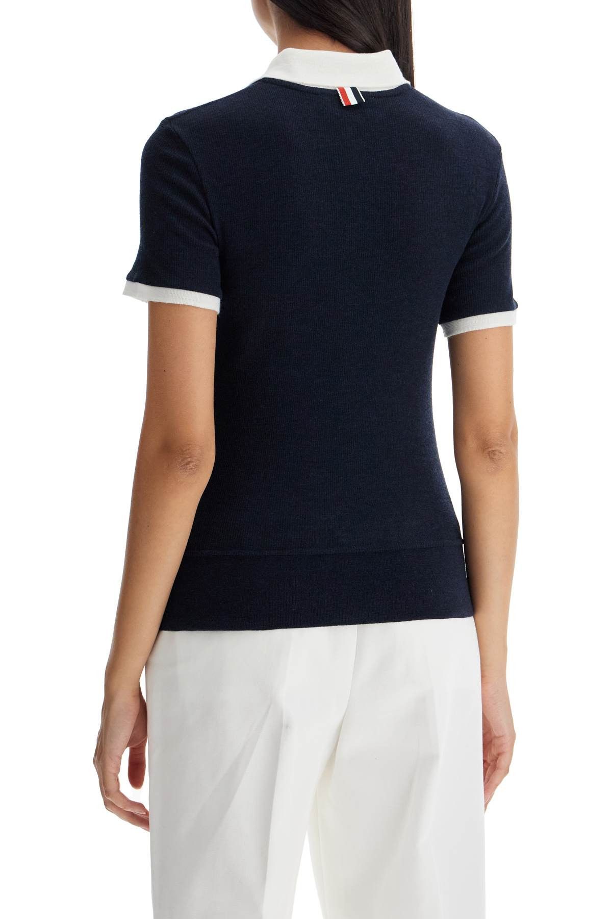 THOM BROWNE Short-Sleeved Wool Polo Shirt