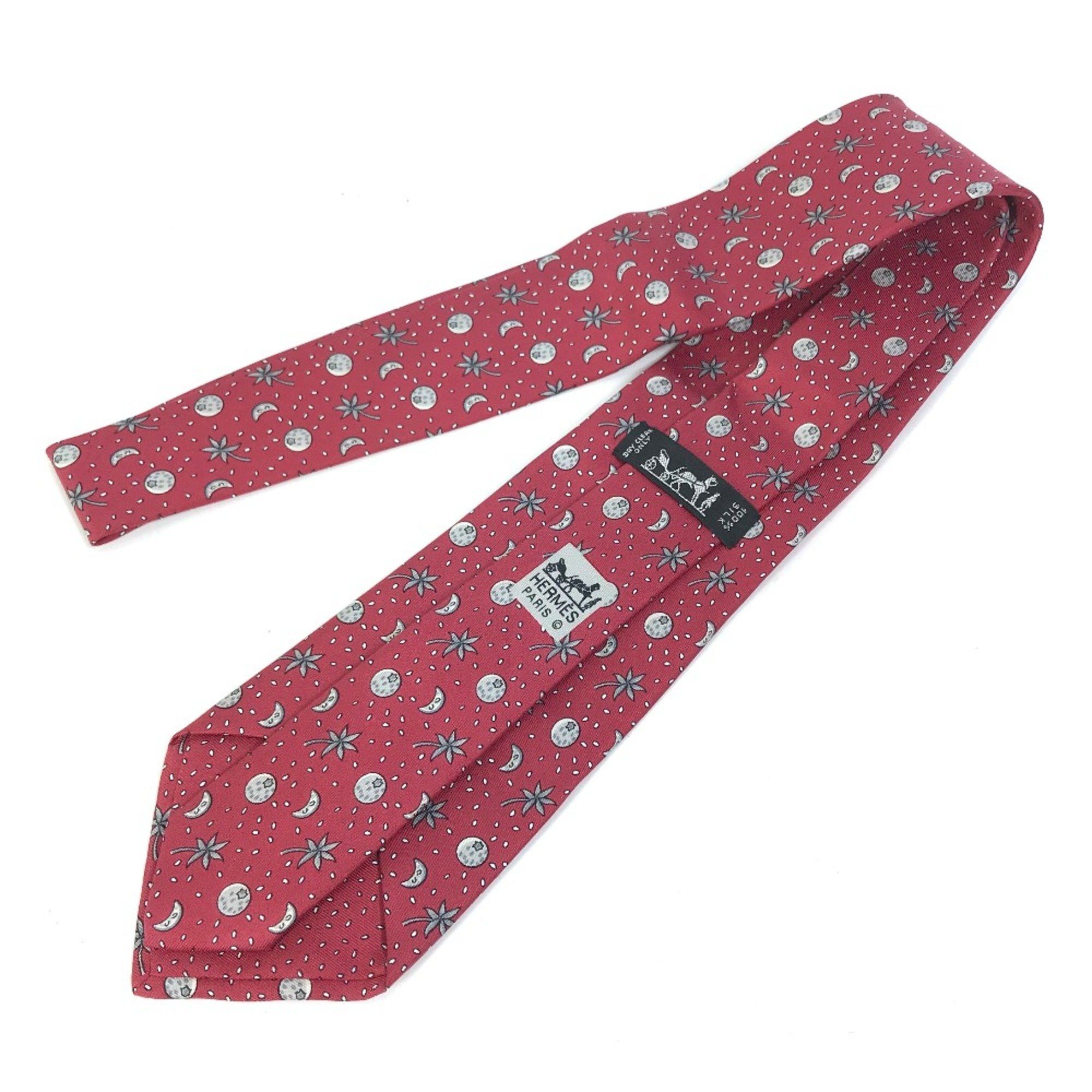 Hermes Hermes Moon Fashion Accessories Necktie Bordeaux Based Size ONE SIZE - 3 Thumbnail