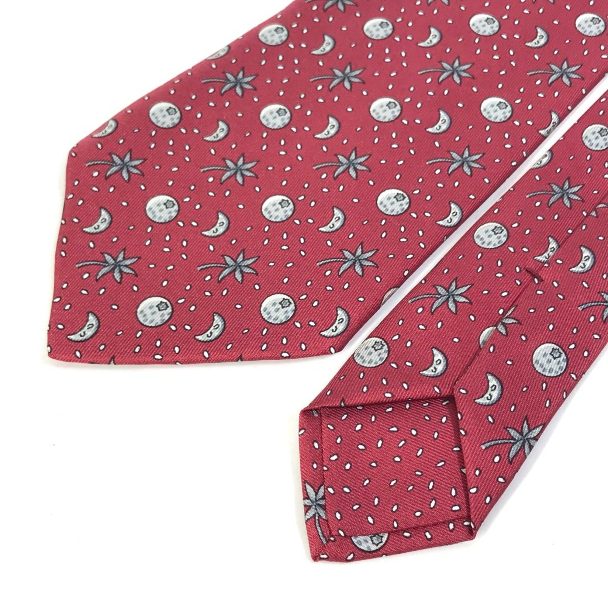 Hermes Hermes Moon Fashion Accessories Necktie Bordeaux Based Size ONE SIZE - 5 Thumbnail