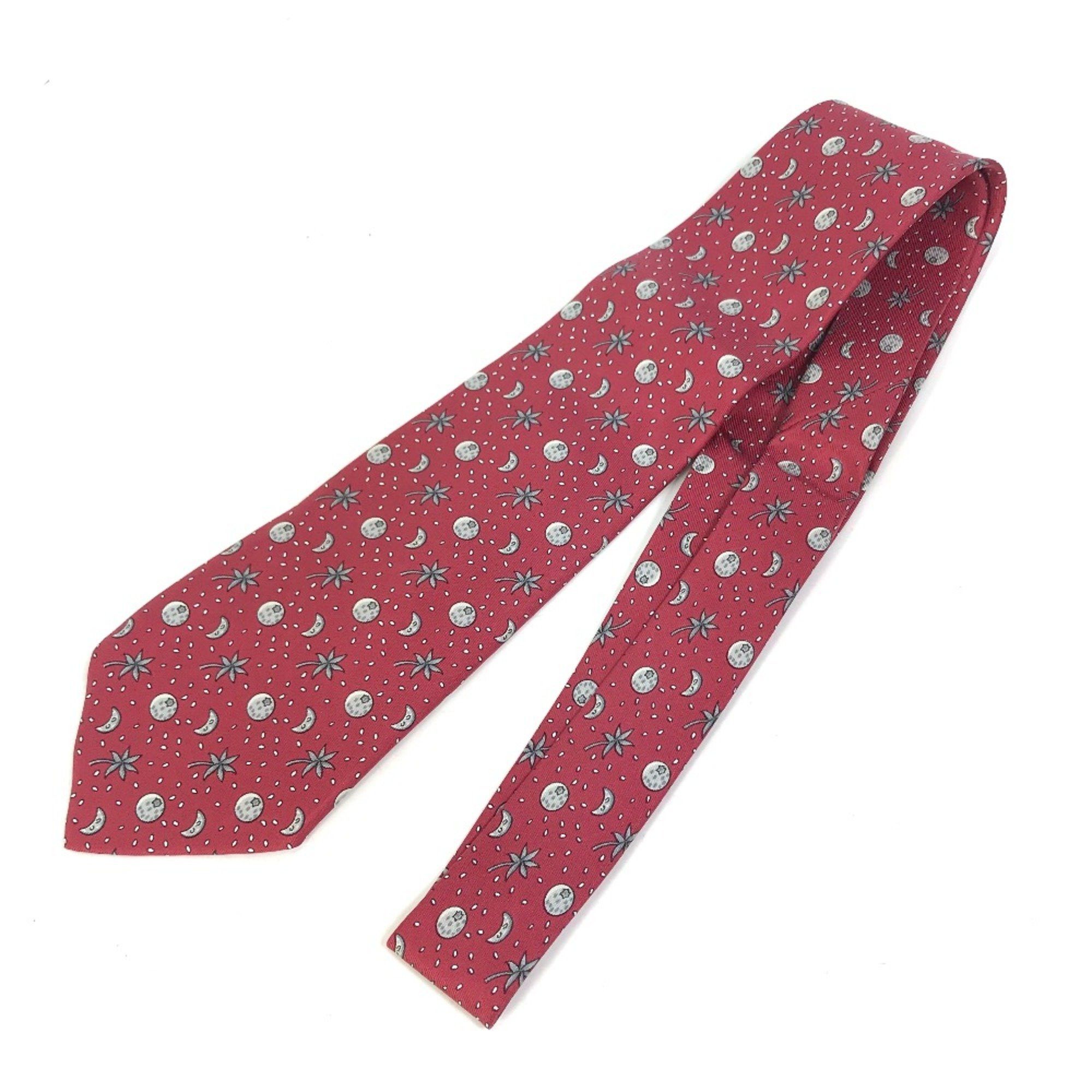Hermes Hermes Moon Fashion Accessories Necktie Bordeaux Based Size ONE SIZE - 2 Thumbnail