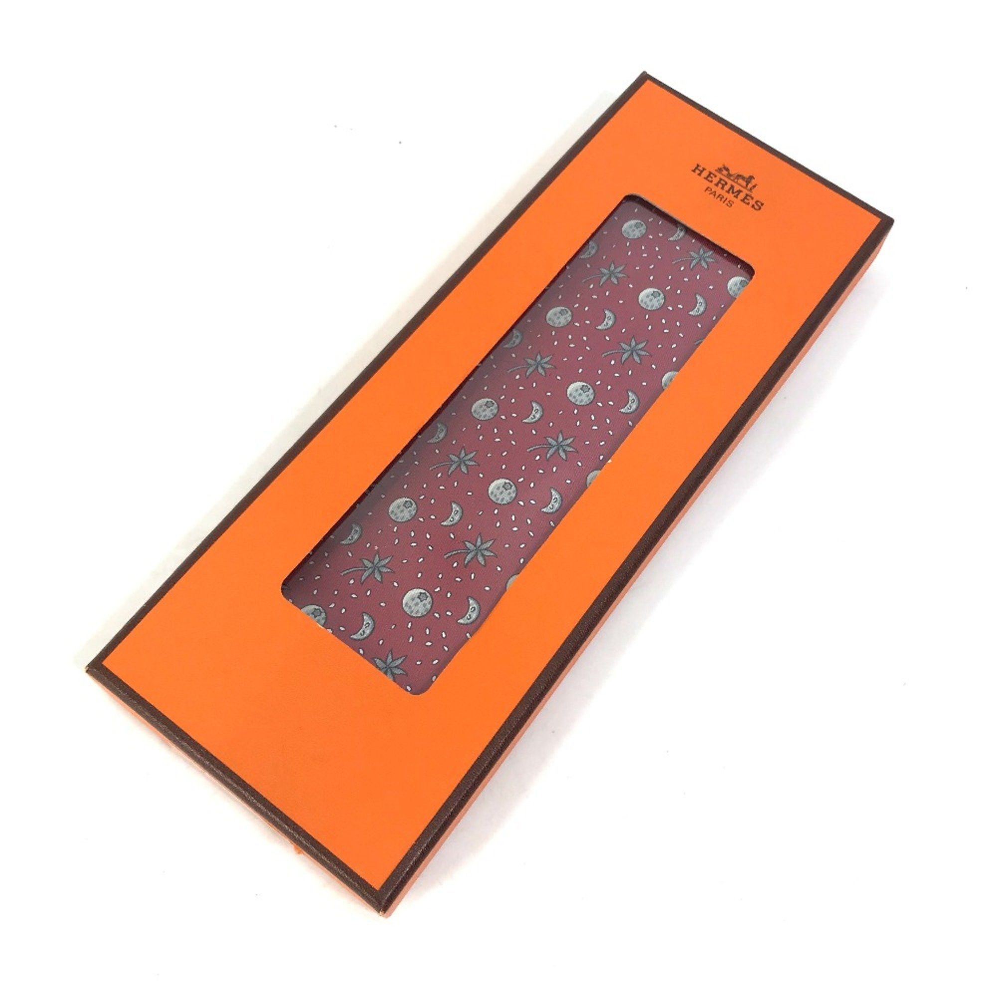 Hermes Hermes Moon Fashion Accessories Necktie Bordeaux Based Size ONE SIZE - 9 Thumbnail