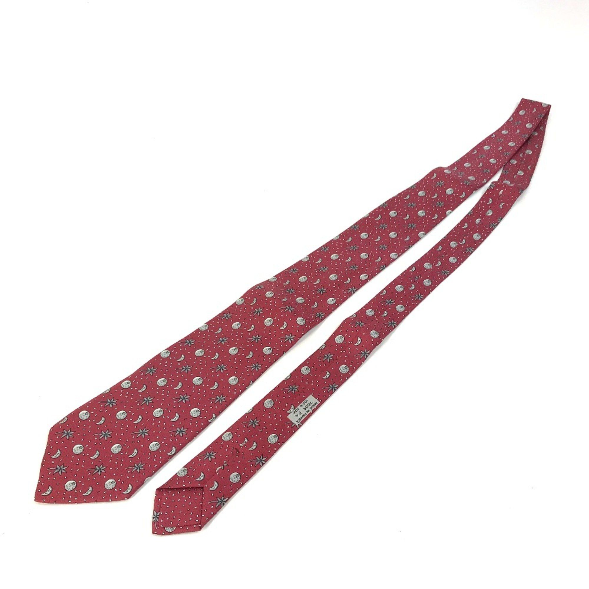 Hermes Hermes Moon Fashion Accessories Necktie Bordeaux Based Size ONE SIZE - 4 Thumbnail