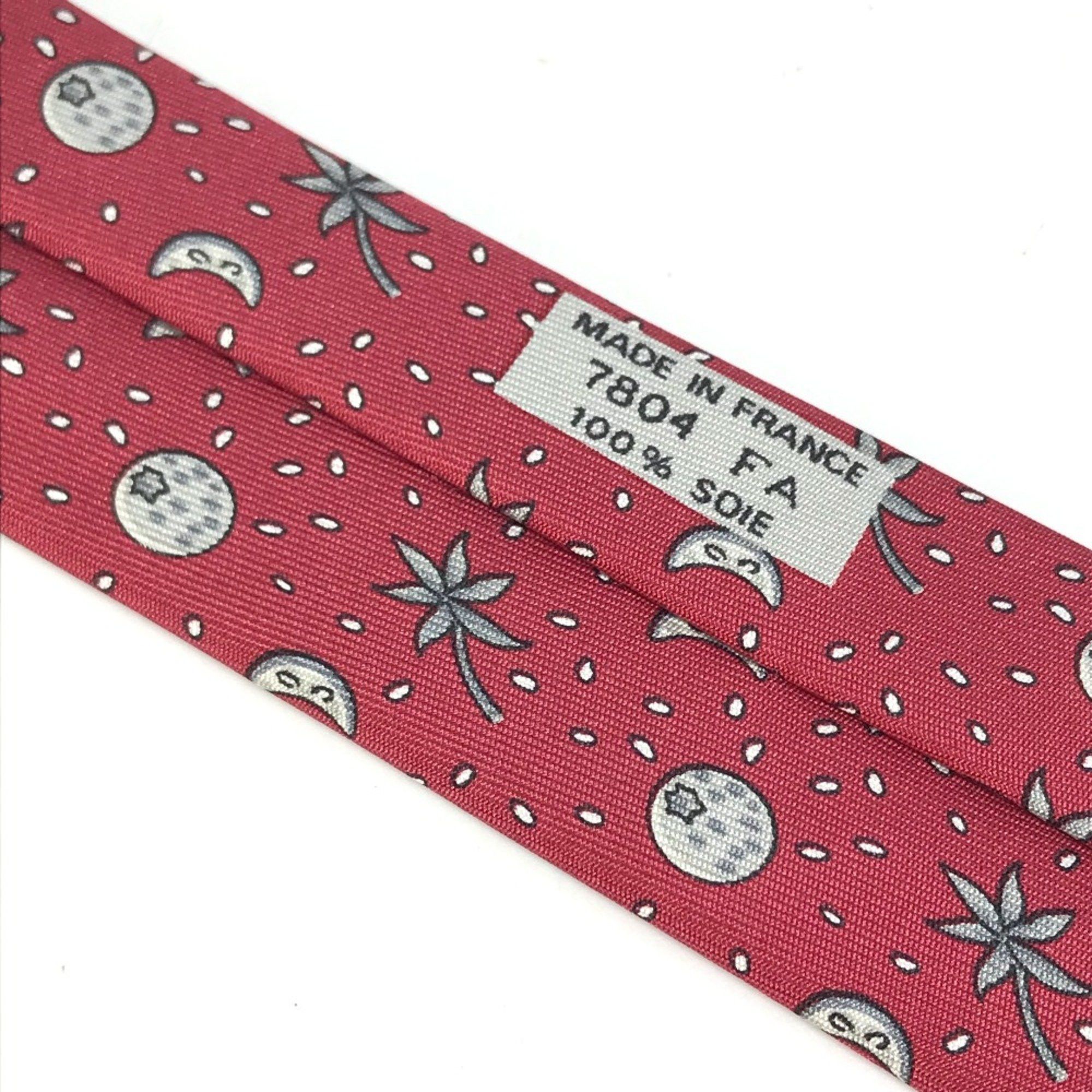 Hermes Hermes Moon Fashion Accessories Necktie Bordeaux Based Size ONE SIZE - 6 Thumbnail