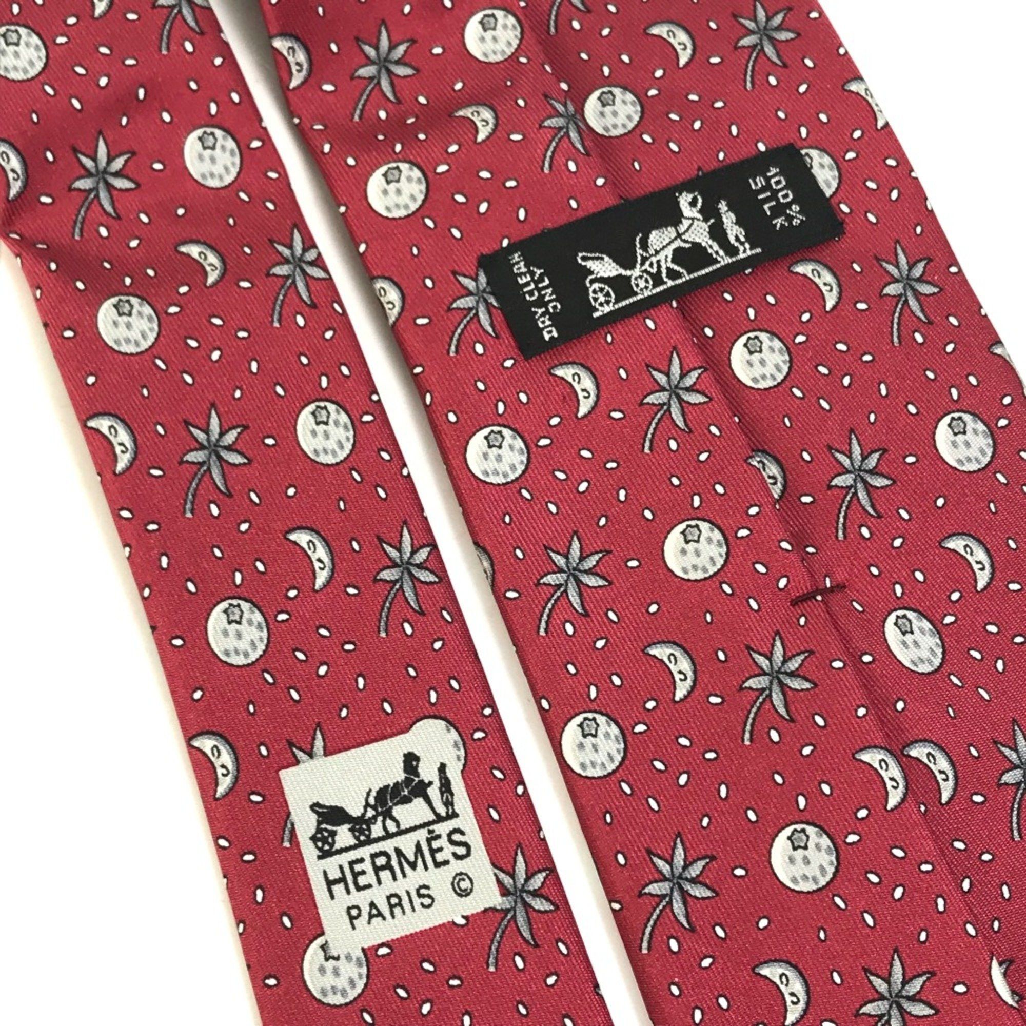 Hermes Hermes Moon Fashion Accessories Necktie Bordeaux Based Size ONE SIZE - 8 Thumbnail