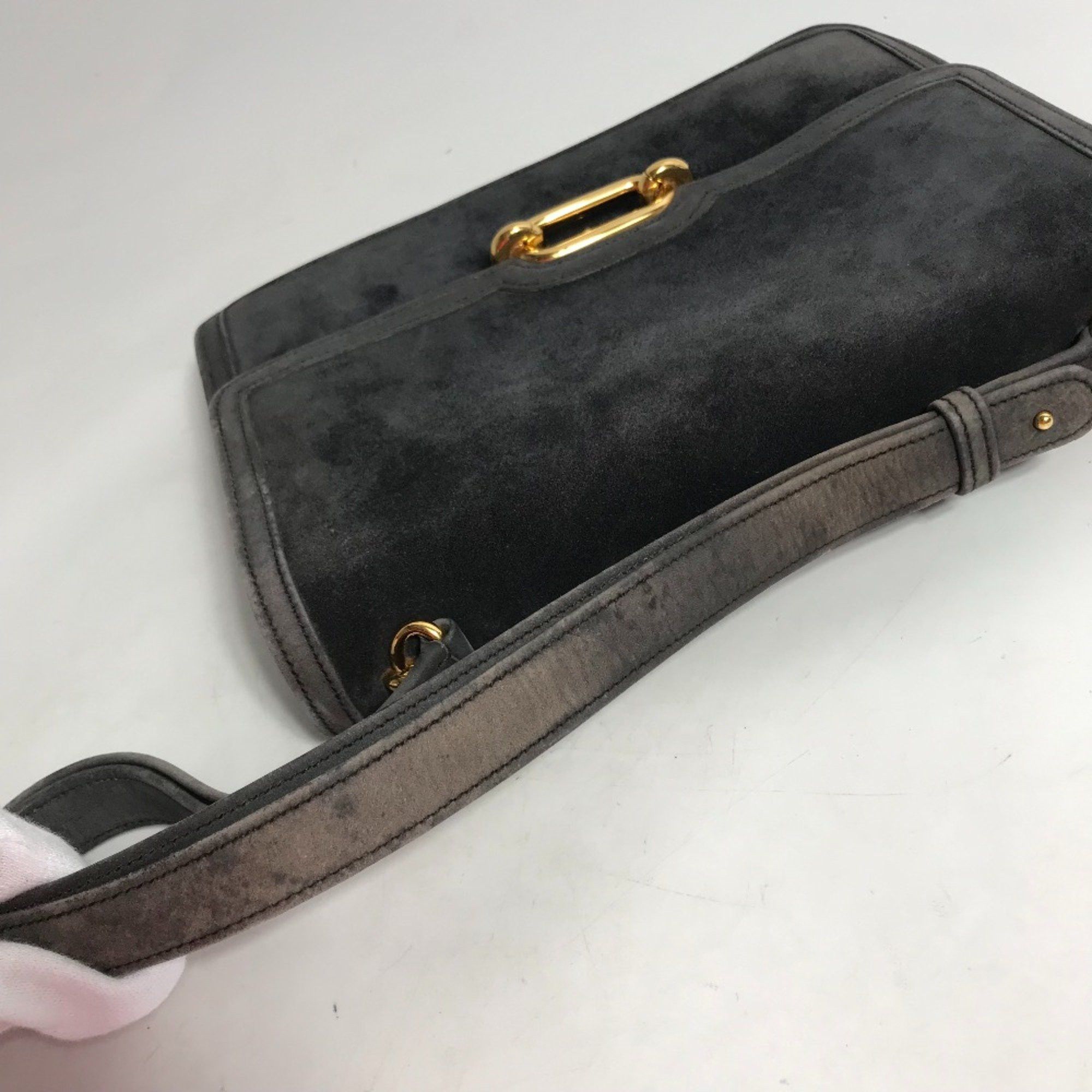 Hermes Hermes Shawl vintage Hand Bag Shoulder Bag Gray Based/Navy Based GoldHardware Size ONE SIZE - 9 Thumbnail