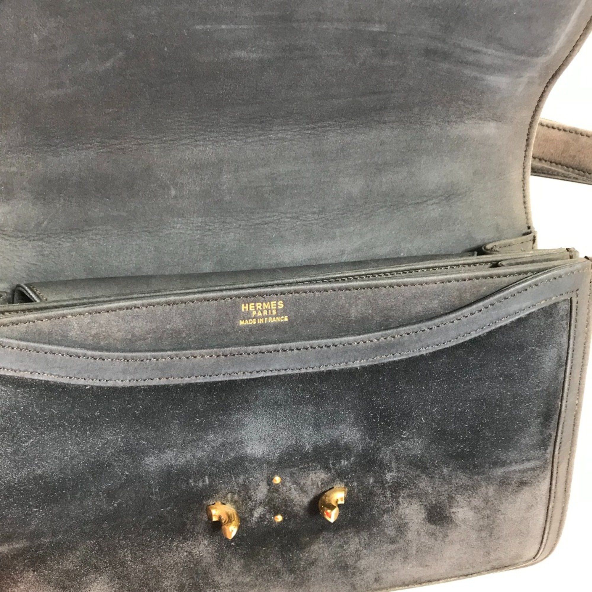 Hermes Hermes Shawl vintage Hand Bag Shoulder Bag Gray Based/Navy Based GoldHardware Size ONE SIZE - 12 Thumbnail