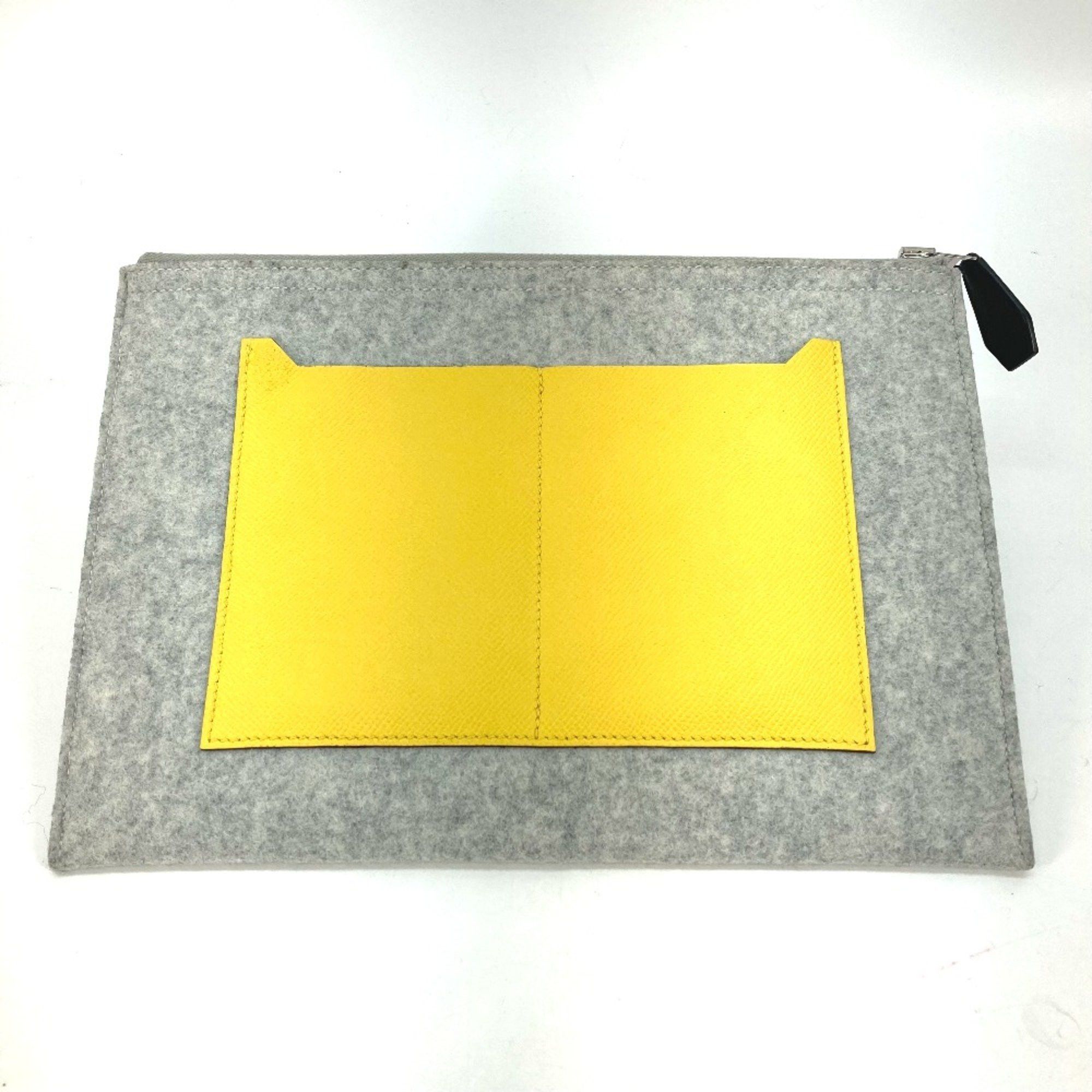 Hermes Hermes Pouch Cluch Bag bag Clutch bag Gray x Yellow Size ONE SIZE - 2 Thumbnail