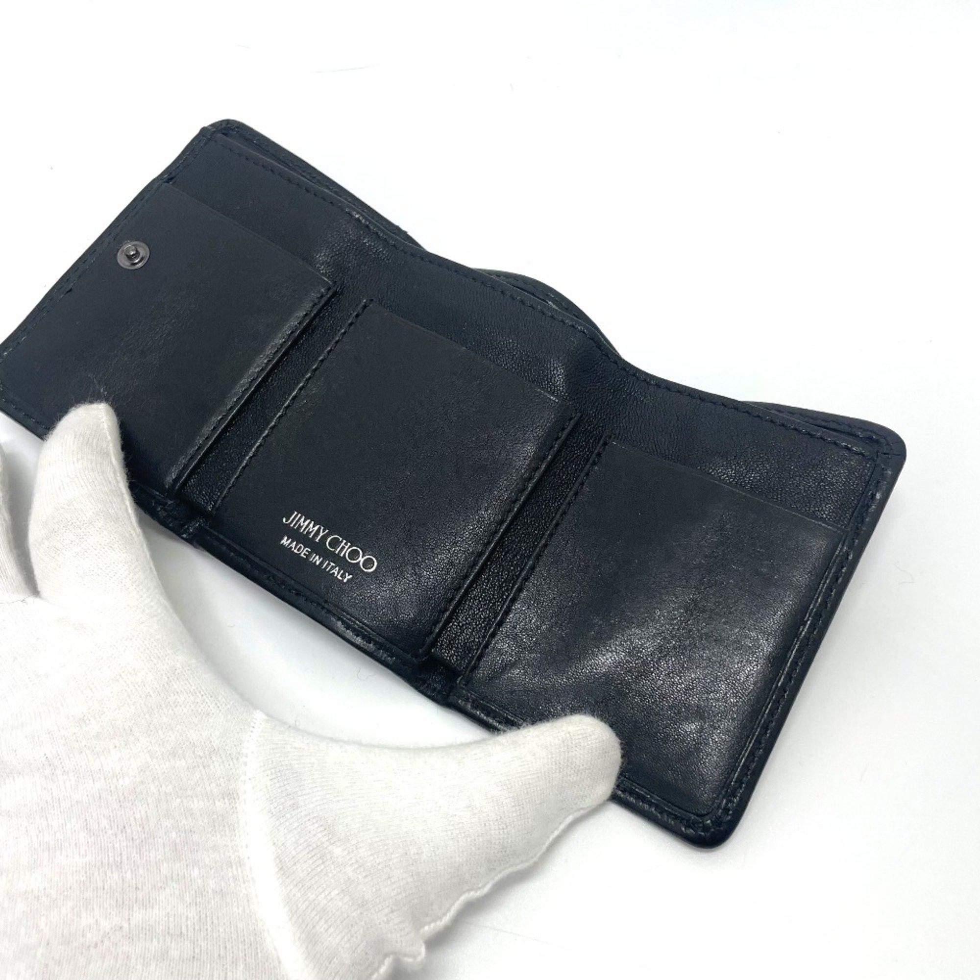 Jimmy Choo Jimmy Choo Star studs Compact Mini Wallet Trifold wallet Black Size ONE SIZE - 6 Thumbnail