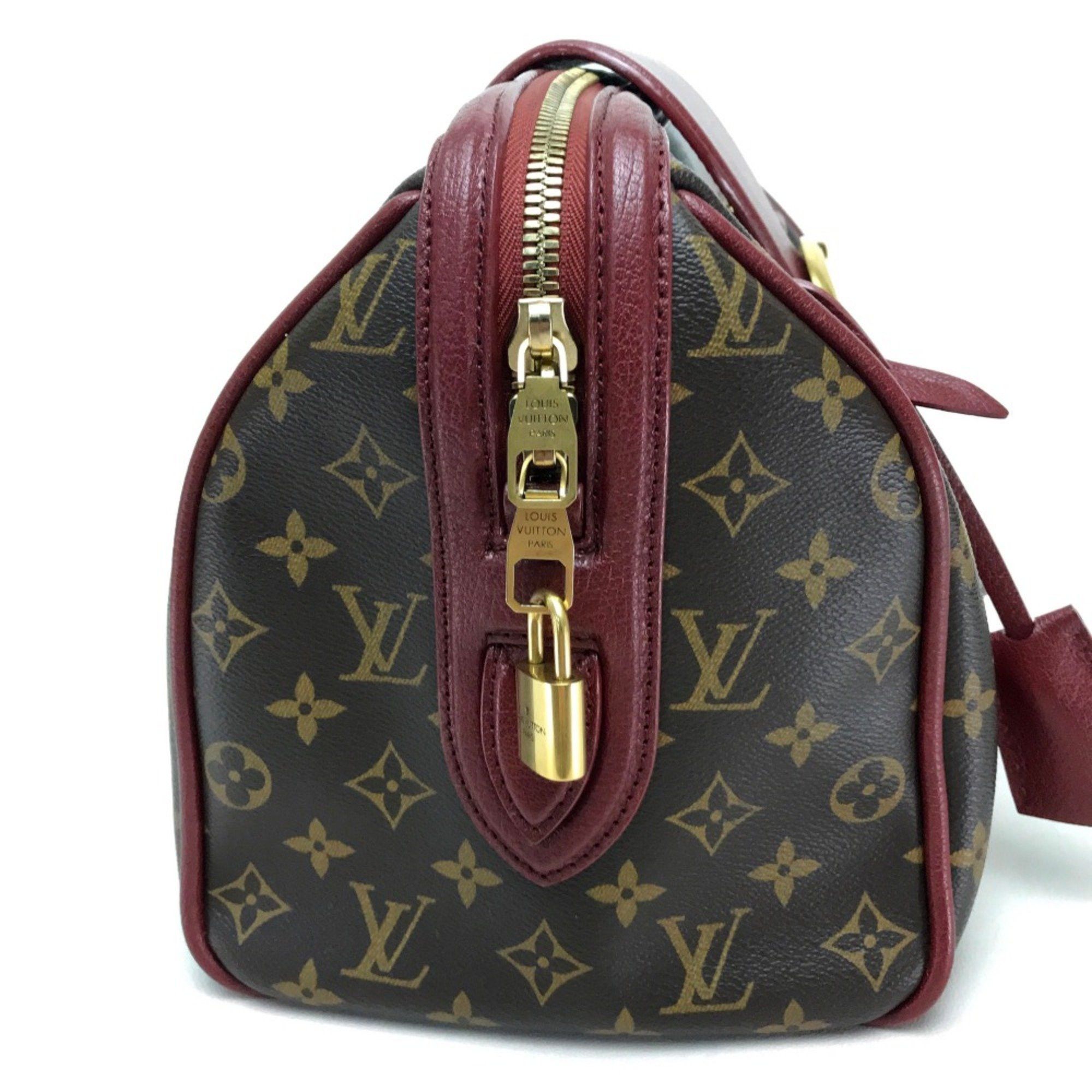 Louis Vuitton Louis Vuitton M40802 Monogram Mini Duffle Bag Hand Bag Bordeaux Dark brown Bordeaux Size ONE SIZE - 4 Thumbnail