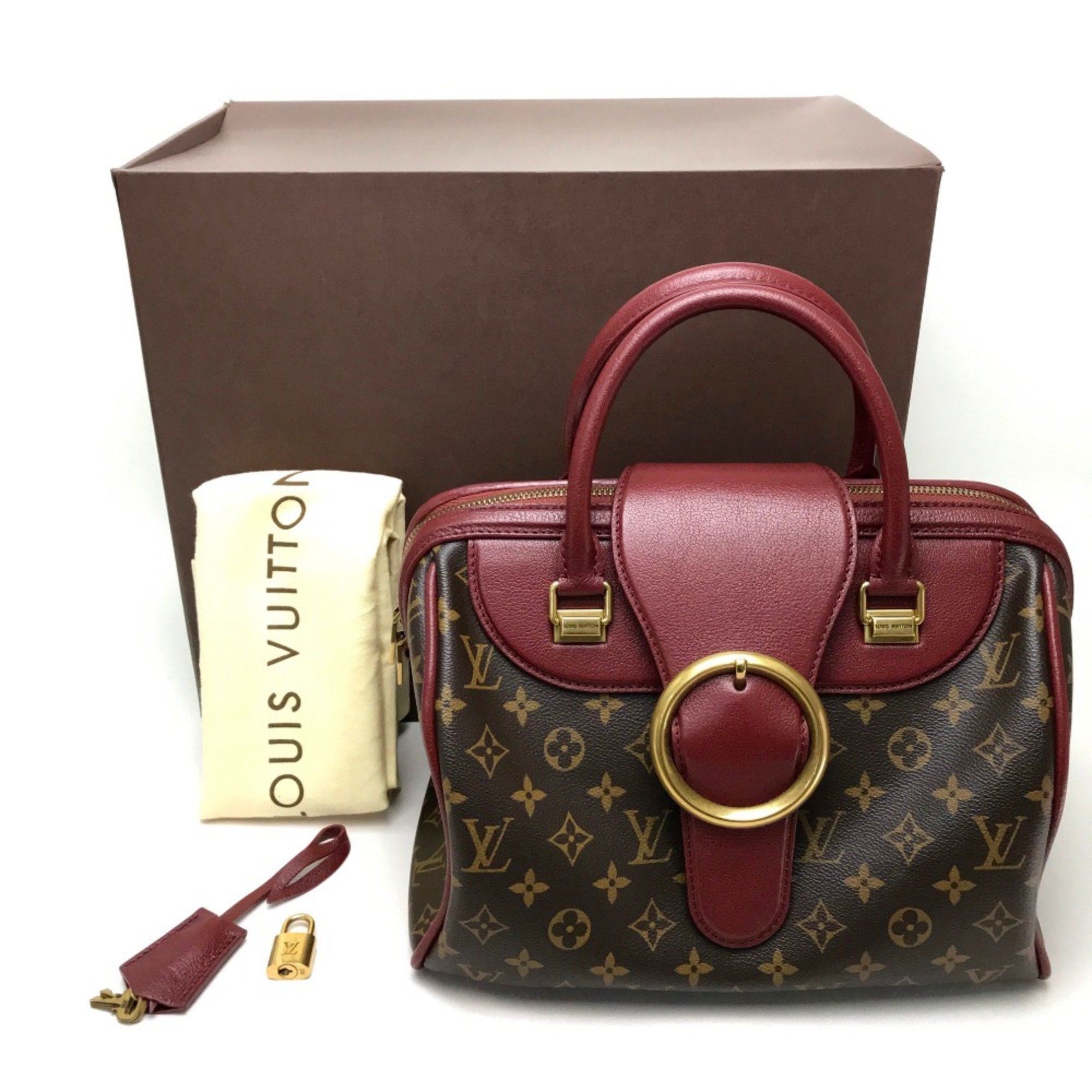 Louis Vuitton Louis Vuitton M40802 Monogram Mini Duffle Bag Hand Bag Bordeaux Dark brown Bordeaux Size ONE SIZE - 10 Thumbnail
