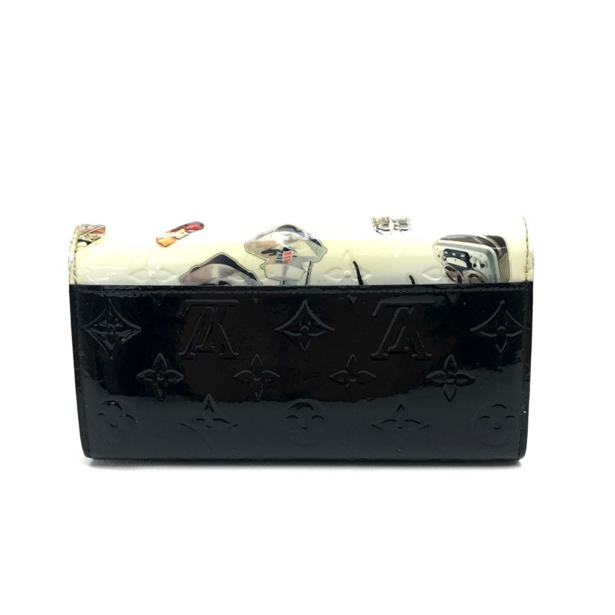 Louis Vuitton Louis Vuitton M50371 Monogram-Vernis Two fold Long Wallet White Black Size ONE SIZE - 2 Thumbnail