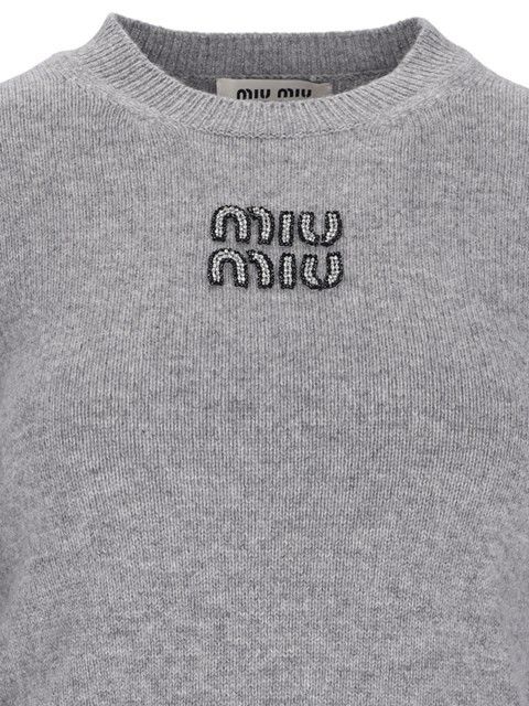 Miu Miu CROPPED SWEATER WITH RHINESTONES Size S / US 4 / IT 40 - 3 Thumbnail