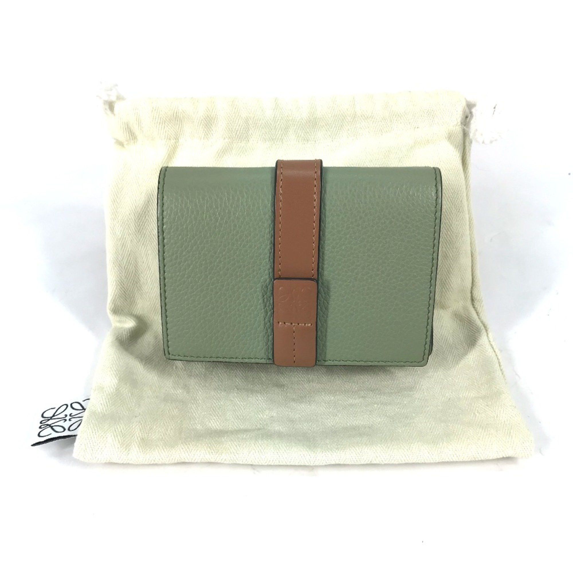 Loewe Loewe anagram Compact wallet Trifold wallet Green Brown Size ONE SIZE - 9 Thumbnail