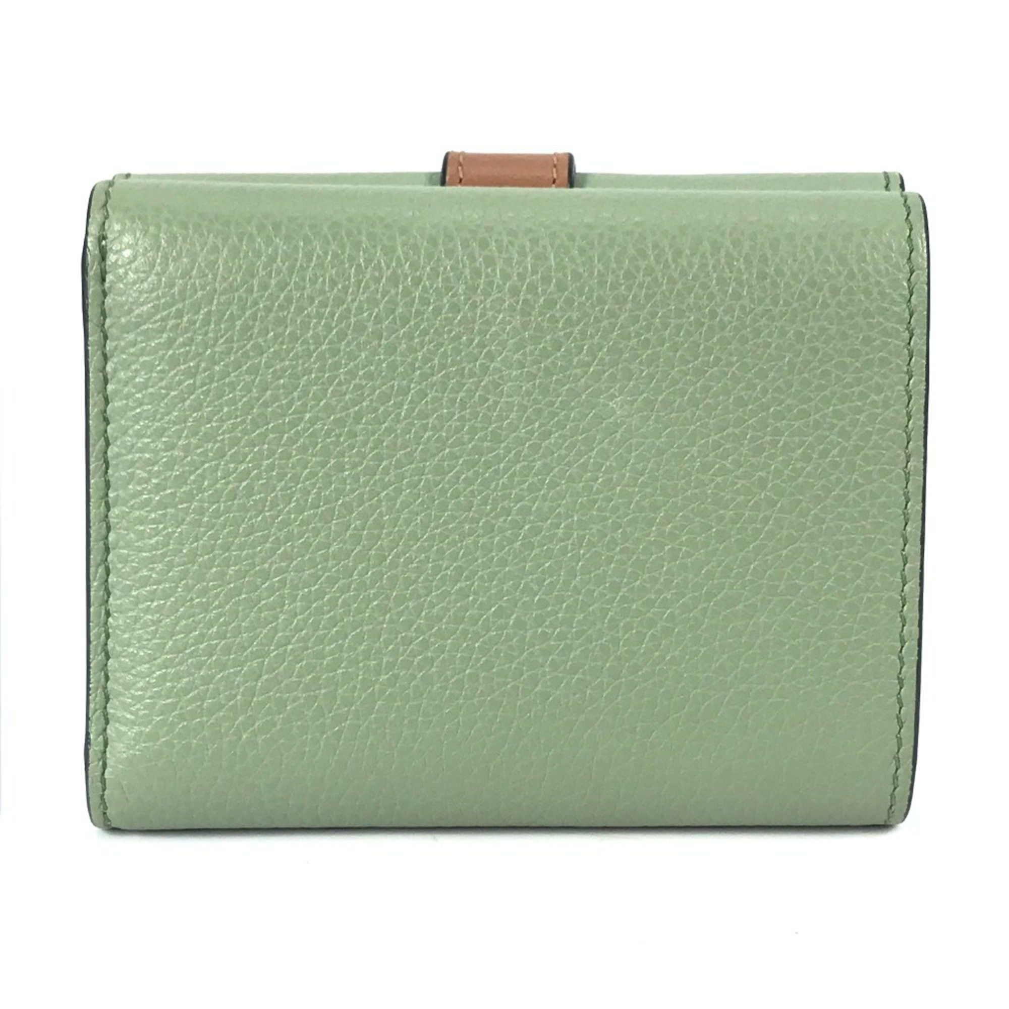 Loewe Loewe anagram Compact wallet Trifold wallet Green Brown Size ONE SIZE - 3 Thumbnail