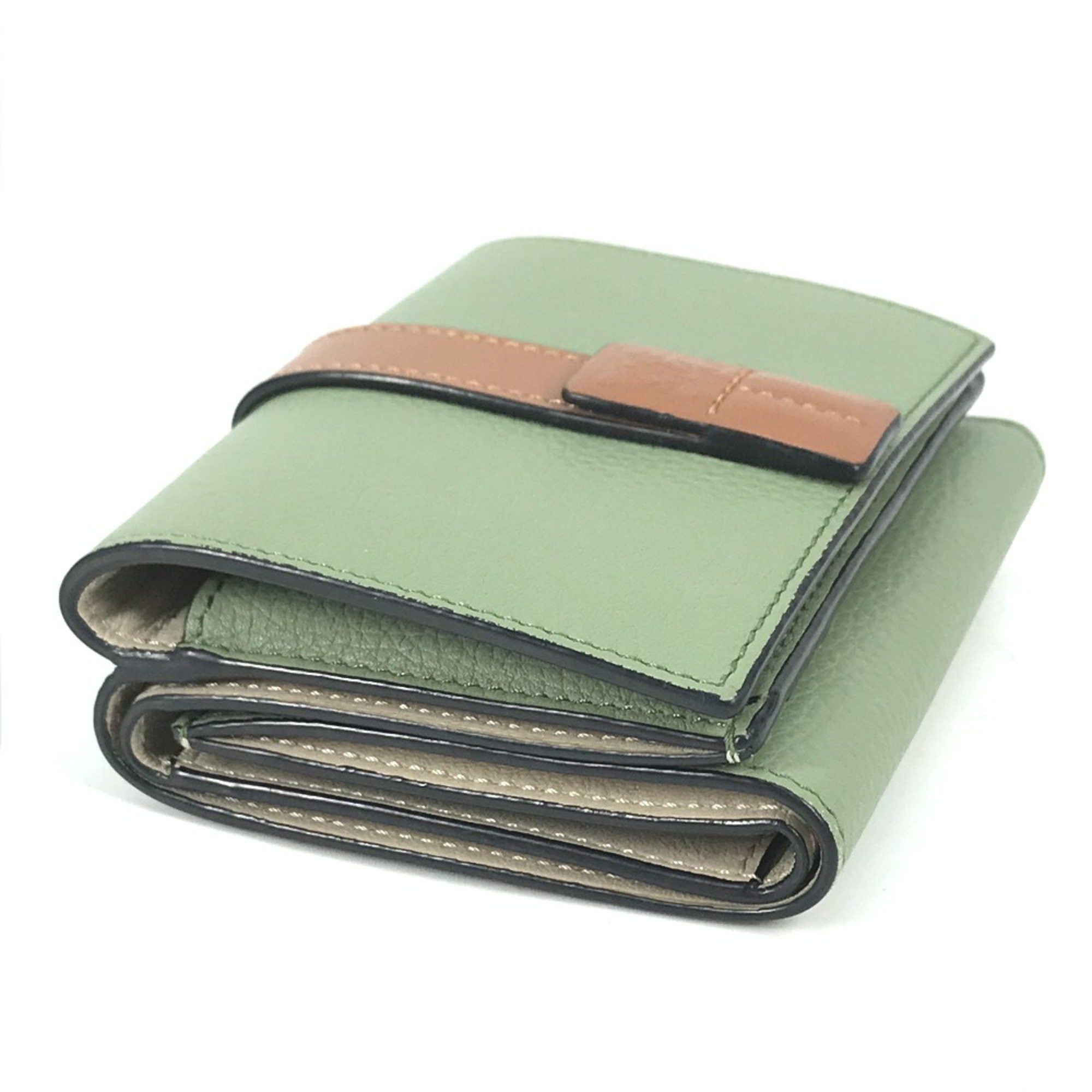 Loewe Loewe anagram Compact wallet Trifold wallet Green Brown Size ONE SIZE - 5 Thumbnail