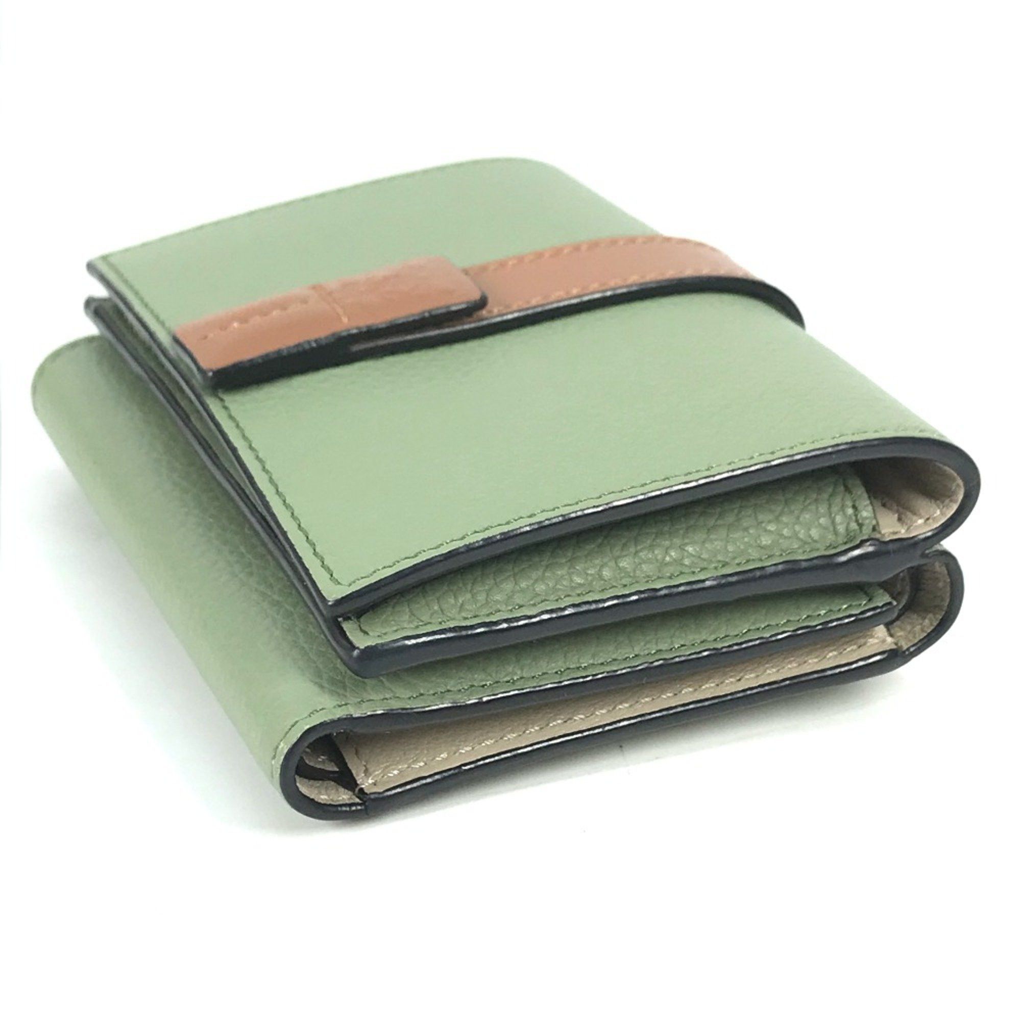 Loewe Loewe anagram Compact wallet Trifold wallet Green Brown Size ONE SIZE - 4 Thumbnail