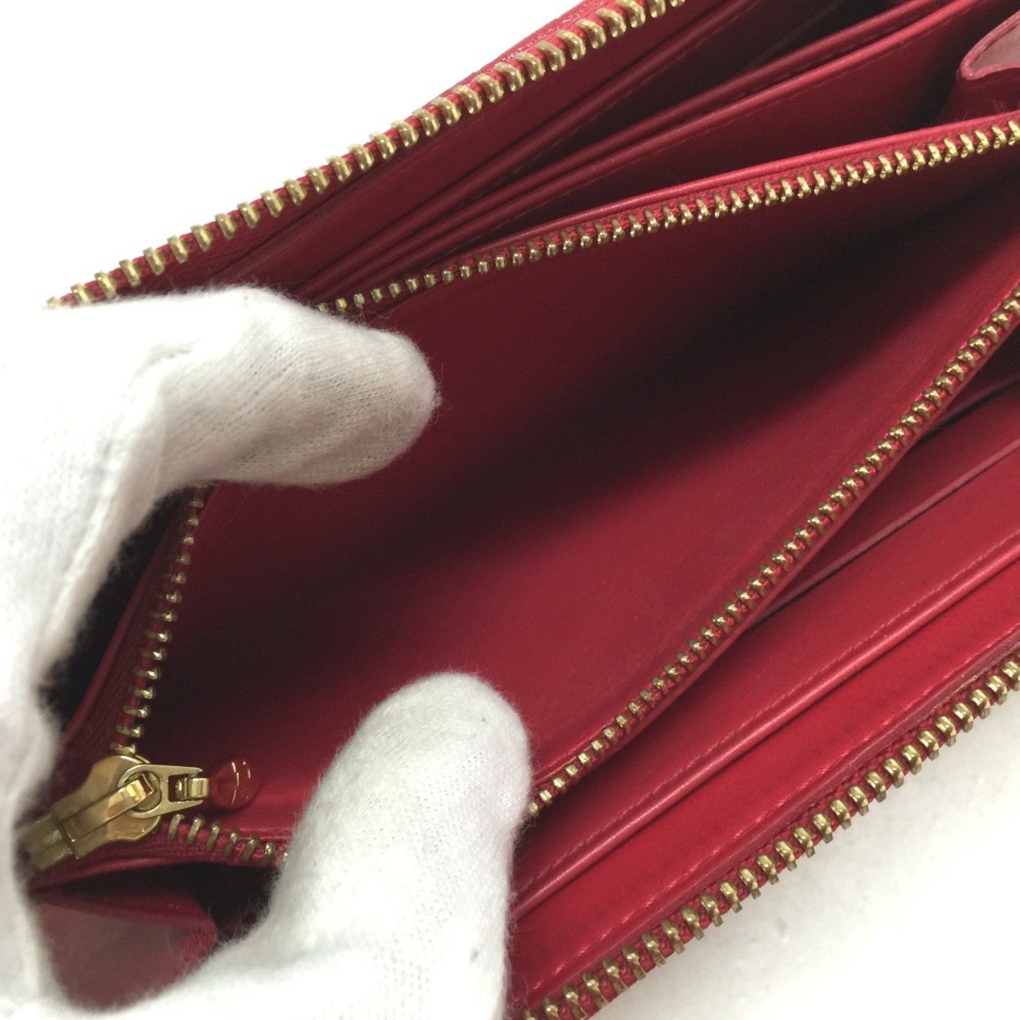 Louis Vuitton Louis Vuitton M91572 Vernis Dot Infinity Zip Around Long Wallet Red Rouge Size ONE SIZE - 8 Thumbnail