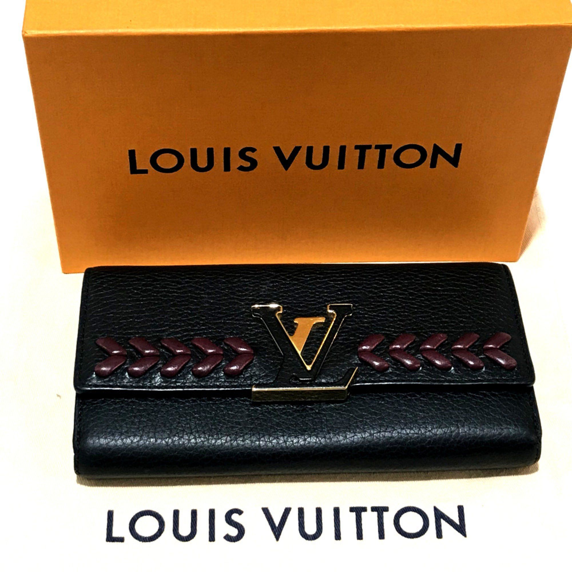 Louis Vuitton Louis Vuitton M62076 Taurillon Clemence Long Wallet Folded wallet Noir Black Size ONE SIZE - 9 Thumbnail