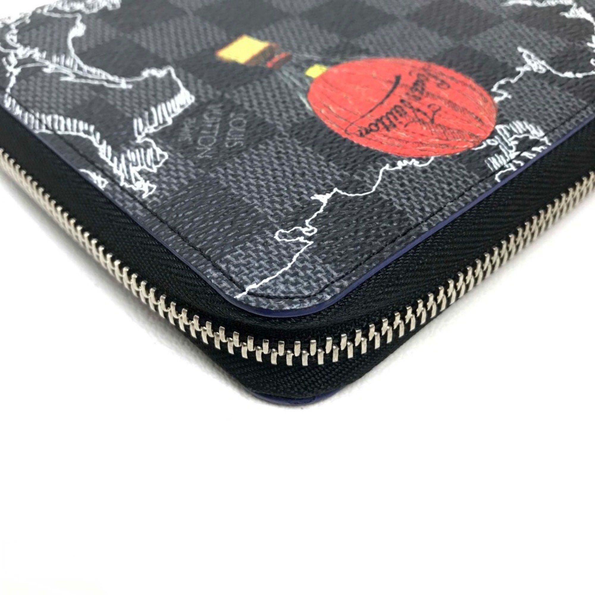 Louis Vuitton Louis Vuitton N40204 Damier Graphite Zip Around Long Wallet Black Multicolore Size ONE SIZE - 3 Thumbnail