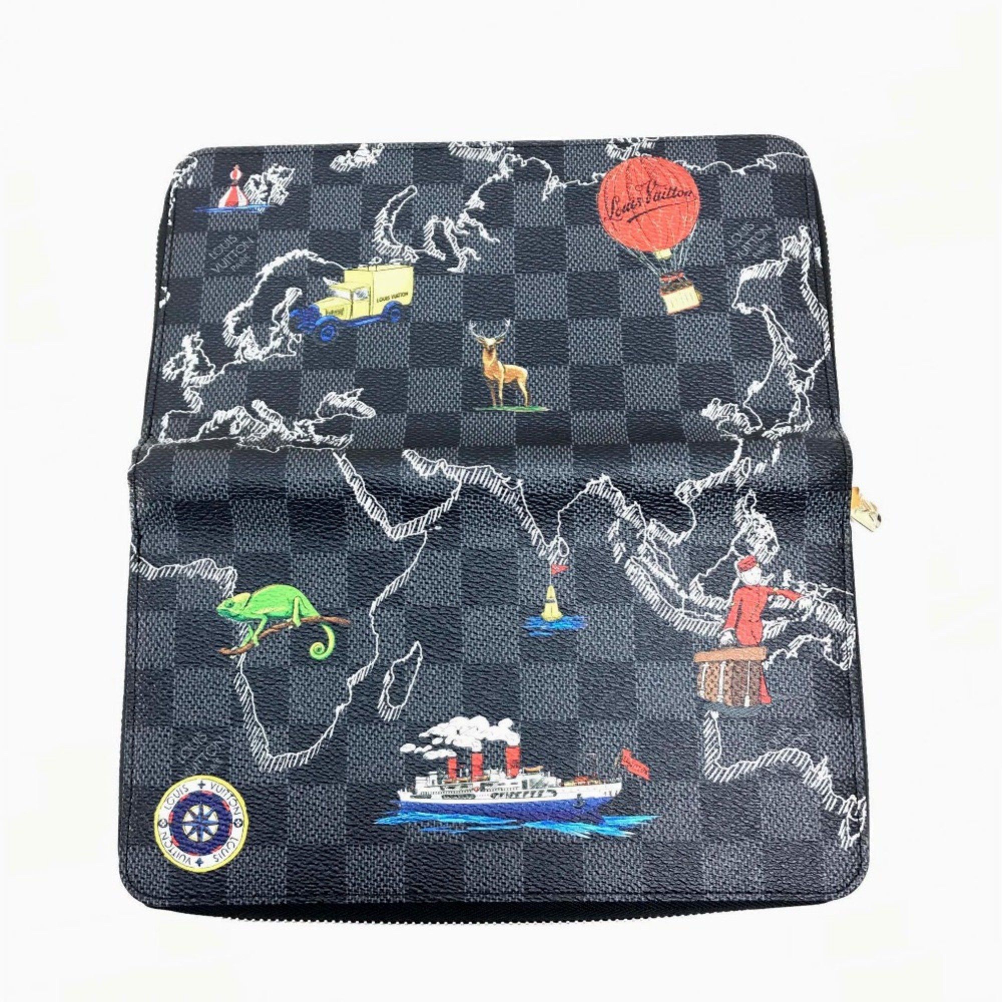 Louis Vuitton Louis Vuitton N40204 Damier Graphite Zip Around Long Wallet Black Multicolore Size ONE SIZE - 7 Thumbnail