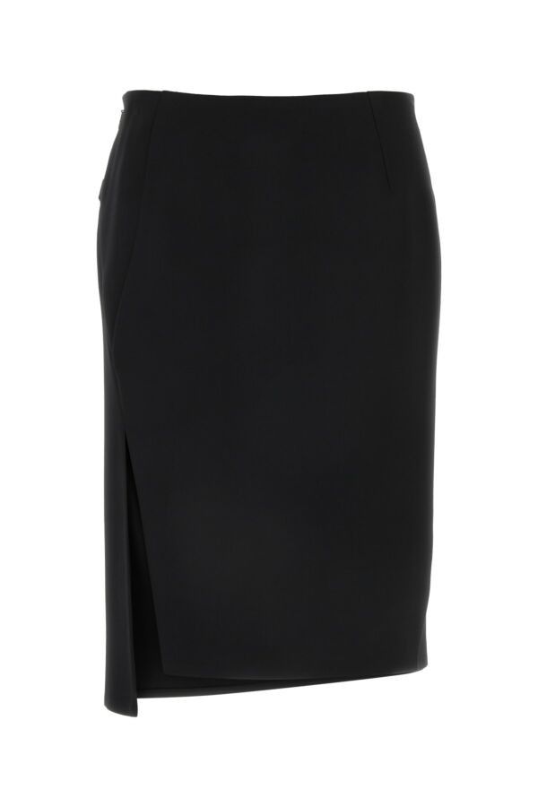 Versace Black Stretch Wool Skirt Size 28" / US 6 / IT 42 - 3 Thumbnail